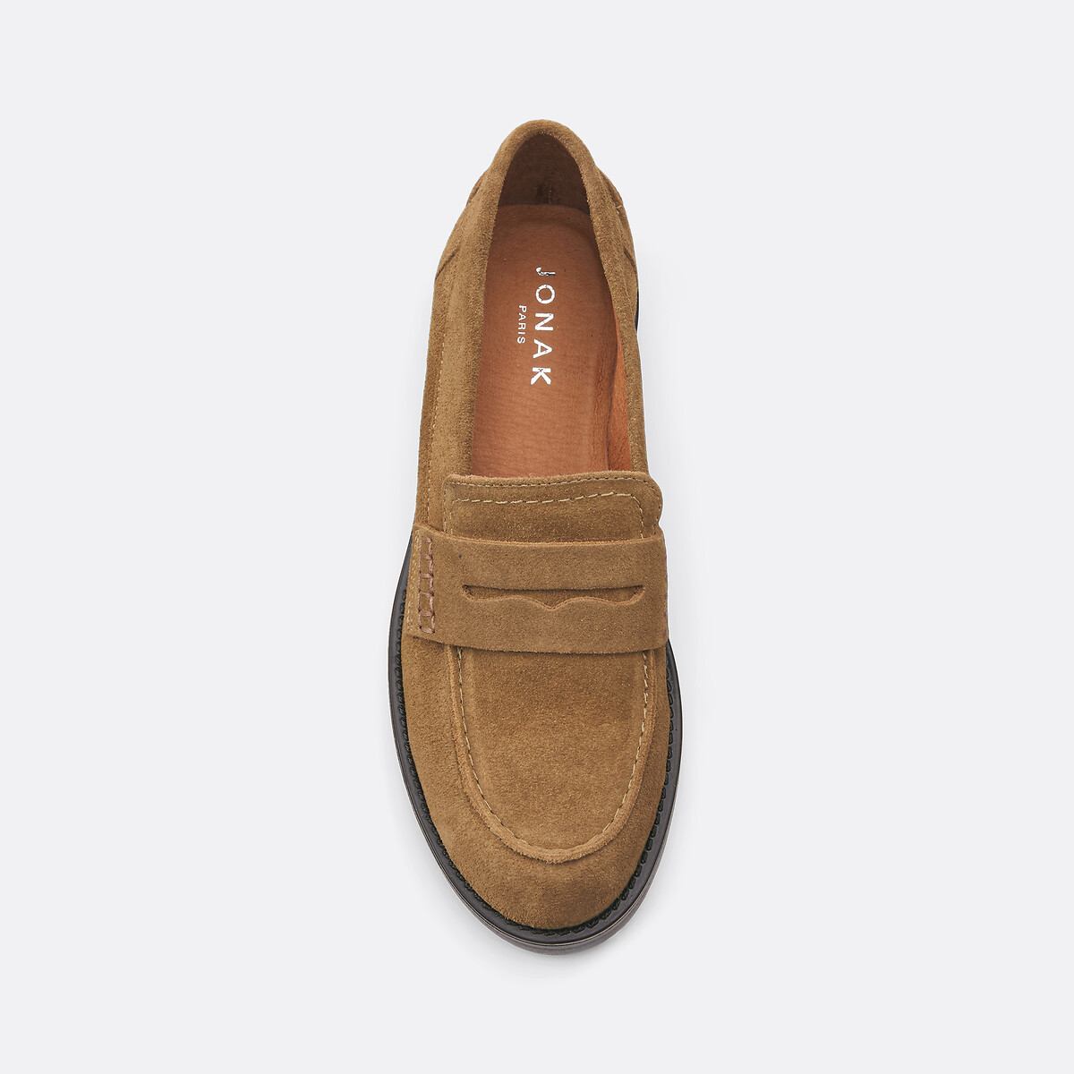 Mirna Chunky Sole Suede Loafers beige, JONAK