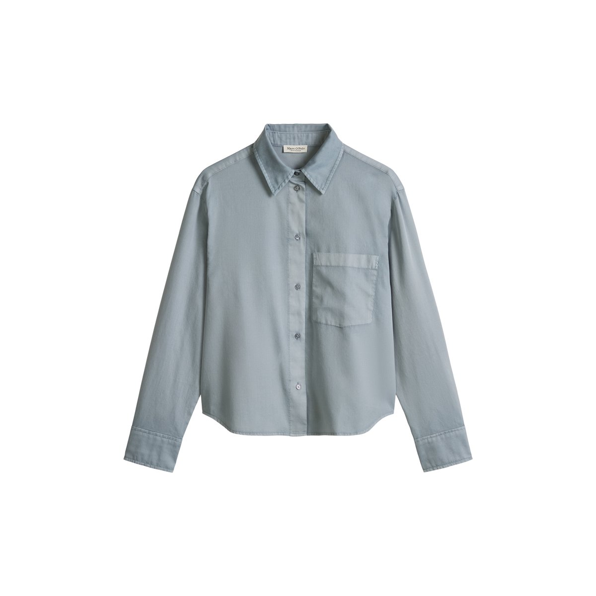 Blouse relaxed cropped en satin de coton gris, MARC O'POLO