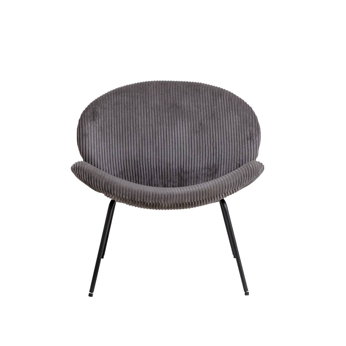 Fauteuil en velours côtelé et métal DORIAN gris, MADE IN MEUBLES