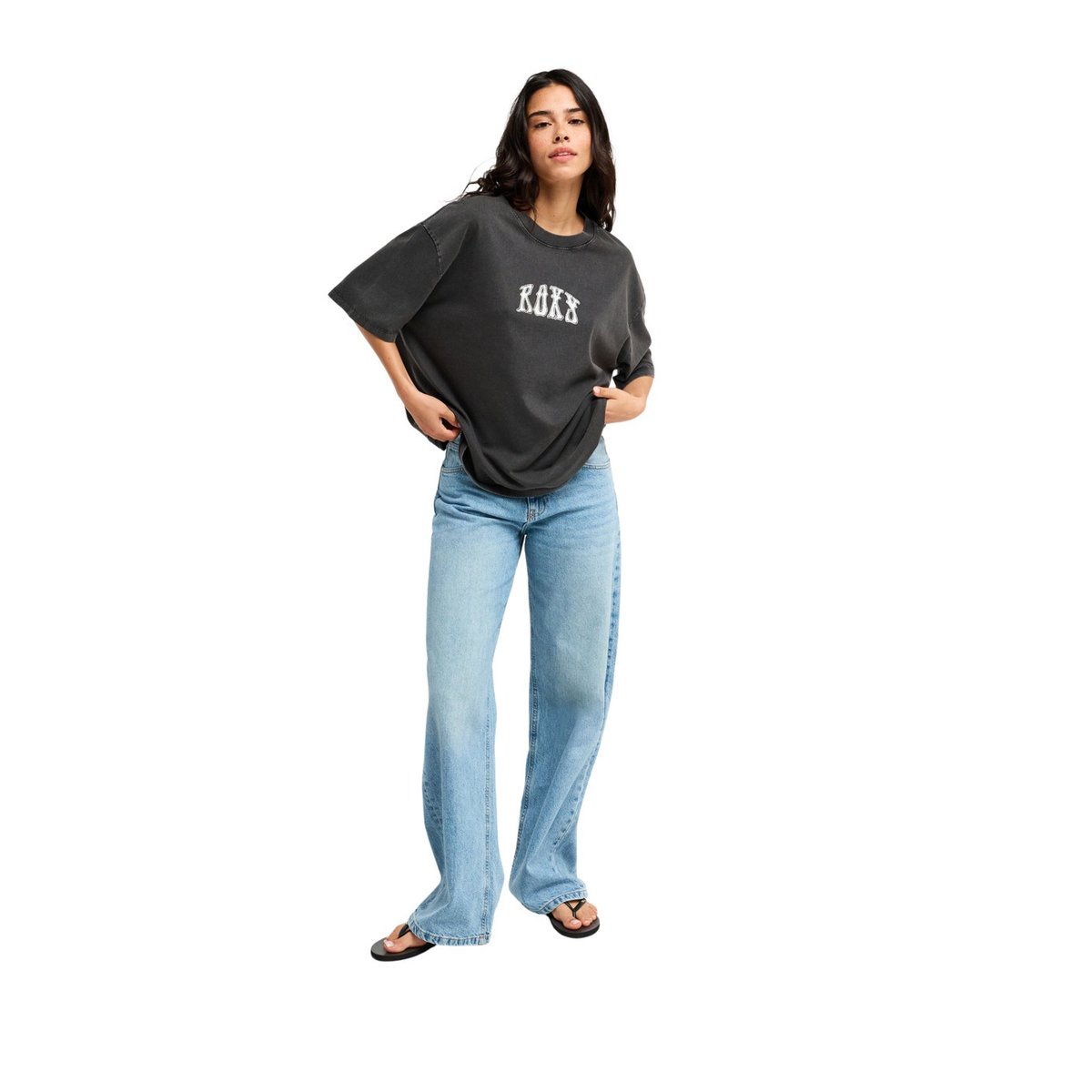 T-shirt oversize à manches courtes WASHED. noir anthracite, ROXY