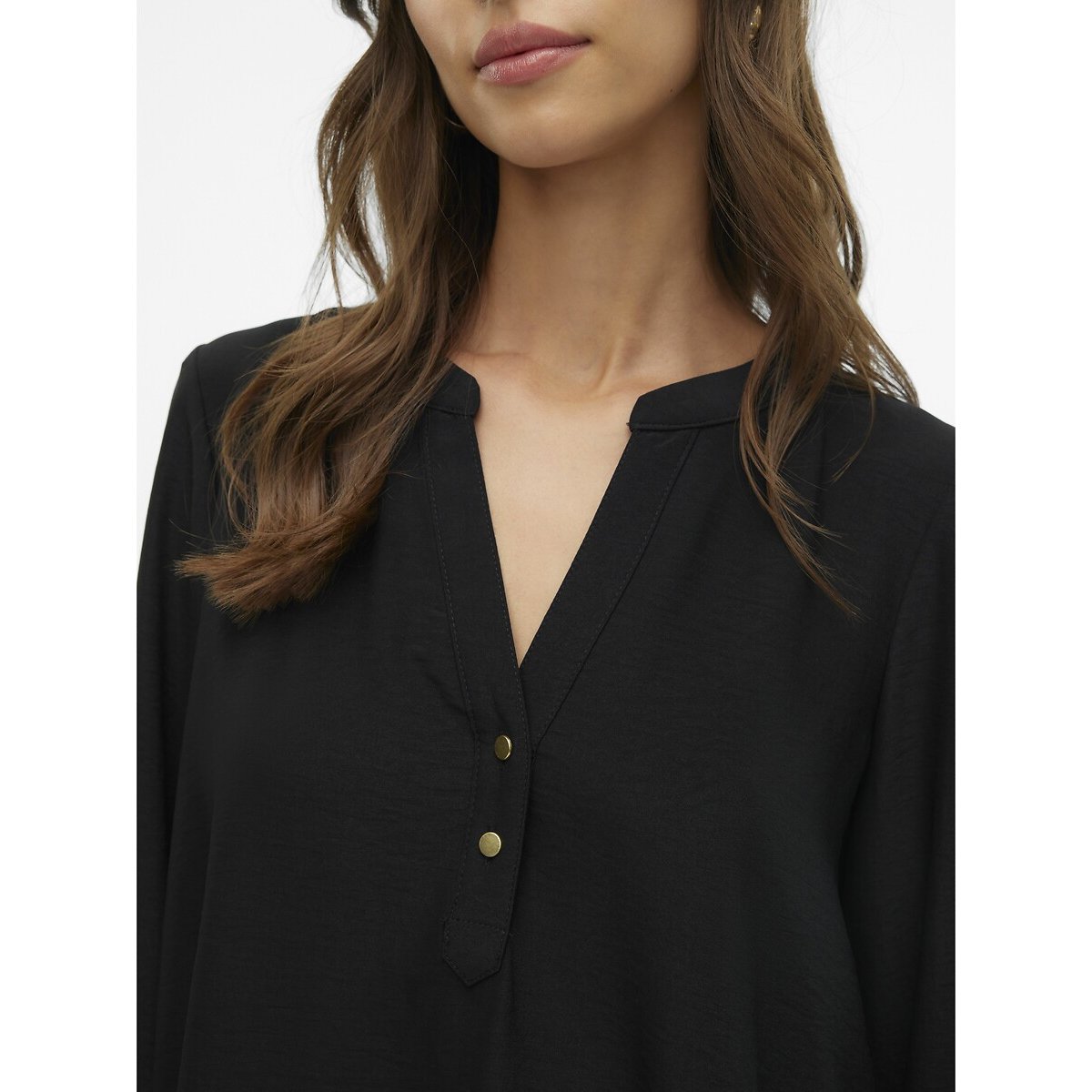 Blouse fluide, col V noir, VERO MODA