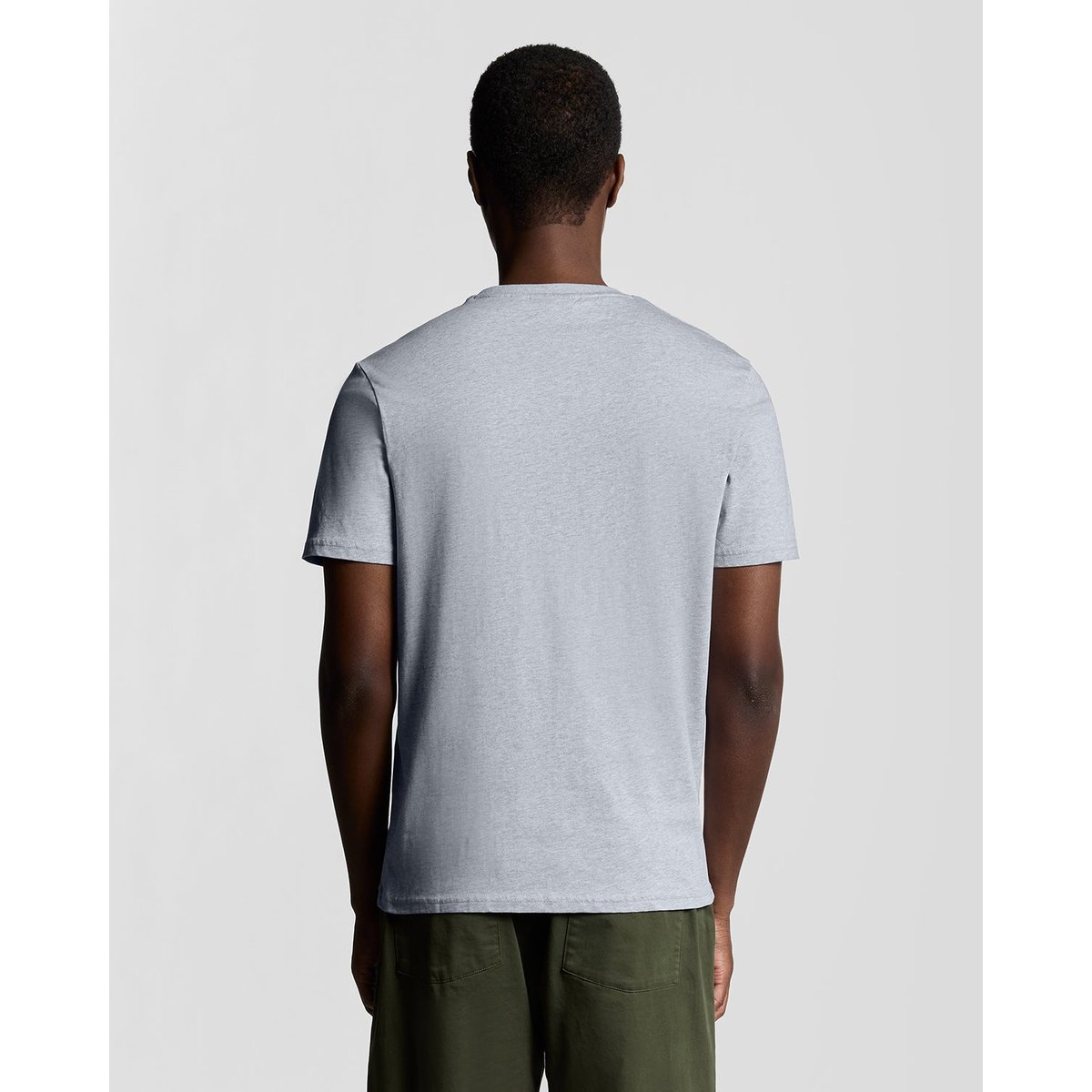 T-shirt en coton col rond gris clair chiné, LYLE & SCOTT
