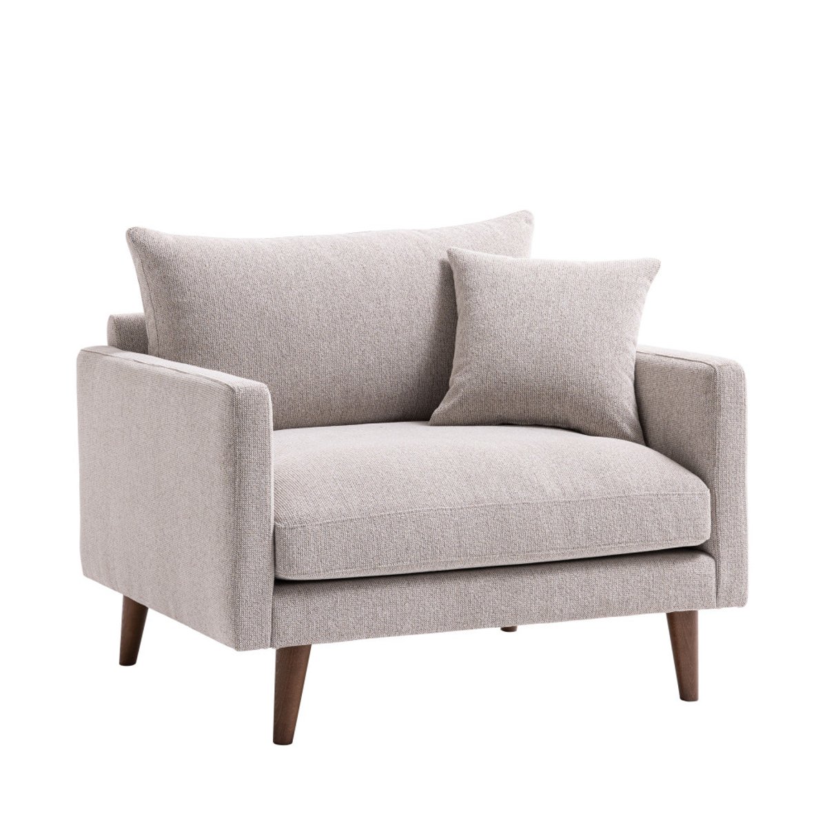 Fauteuil XL en tissu pieds bois foncé- VILLABON naturel chiné, DRAWER