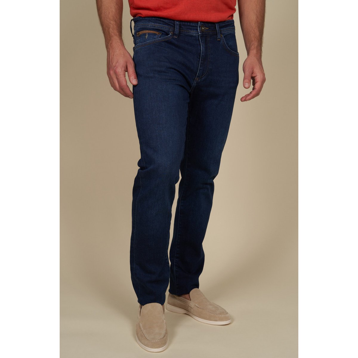 Jean regular tapered fin stretch bleu jean, MCS