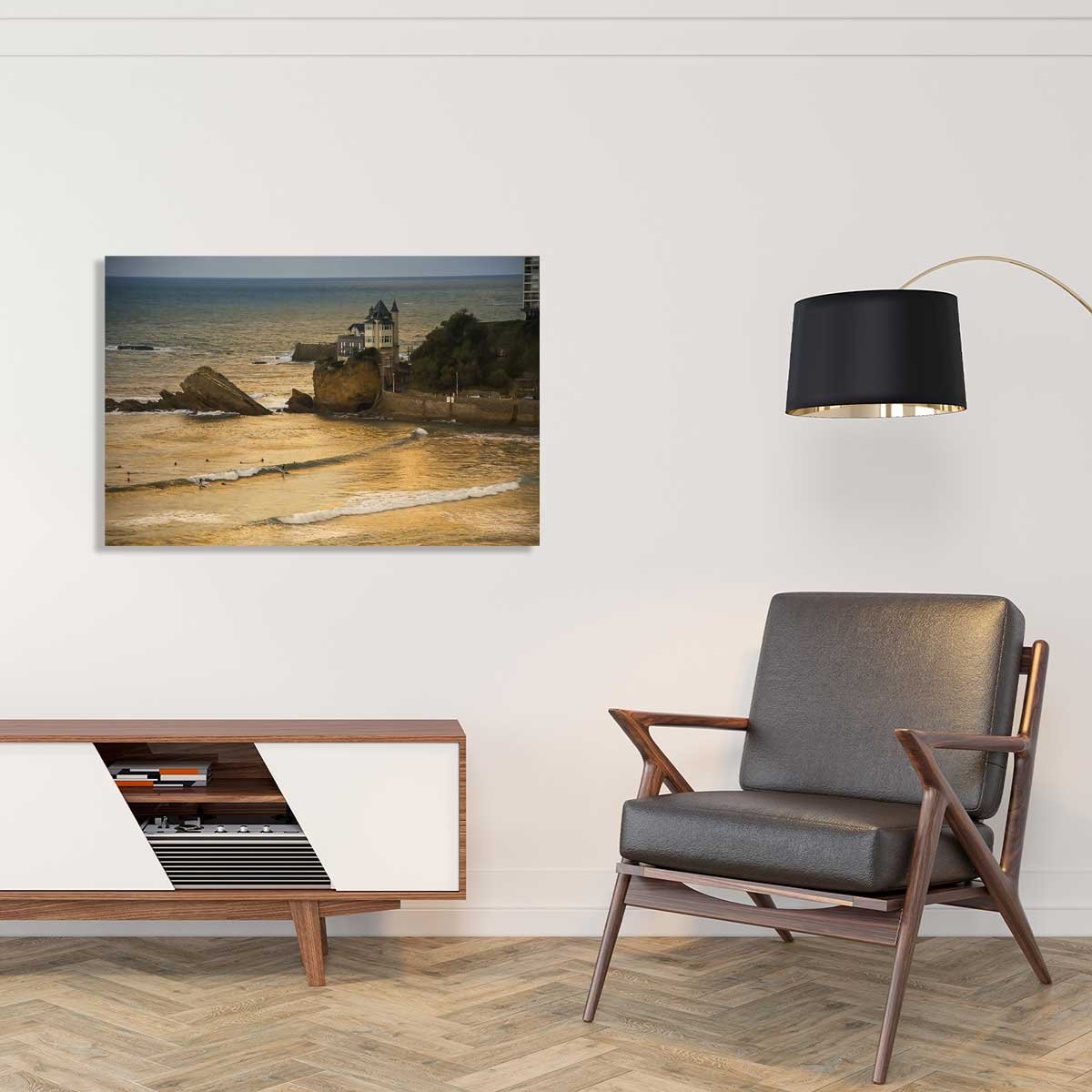 Tableau paysage ocean biarritz et la villa belza tableau alu dibond, HEXOA