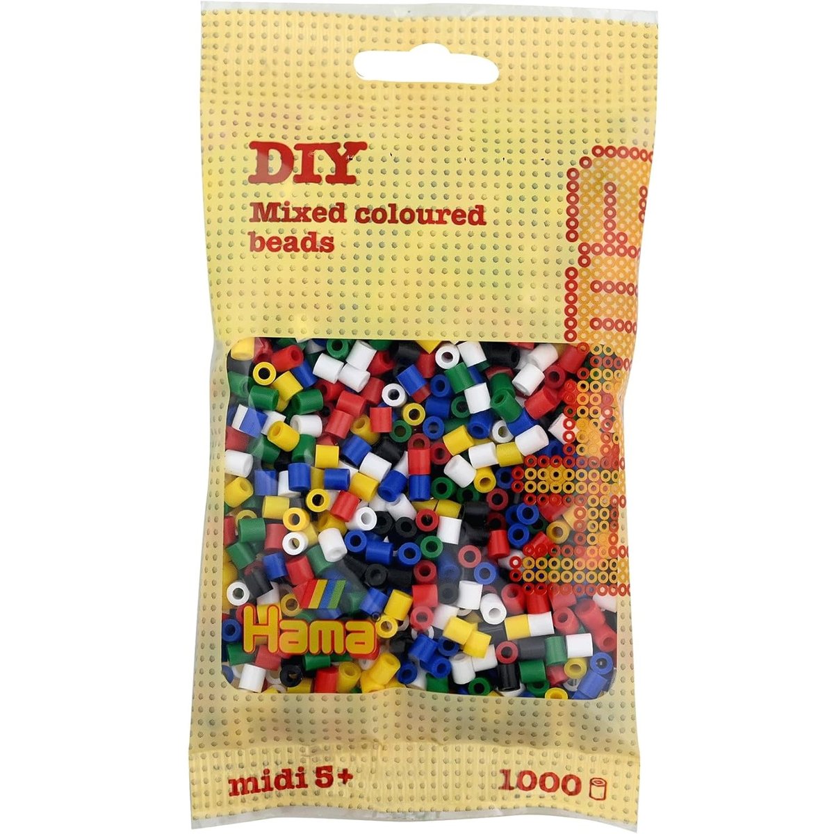 Sachet 1000 perles plastique Midi base mix 6 couleurs beige, HAMA