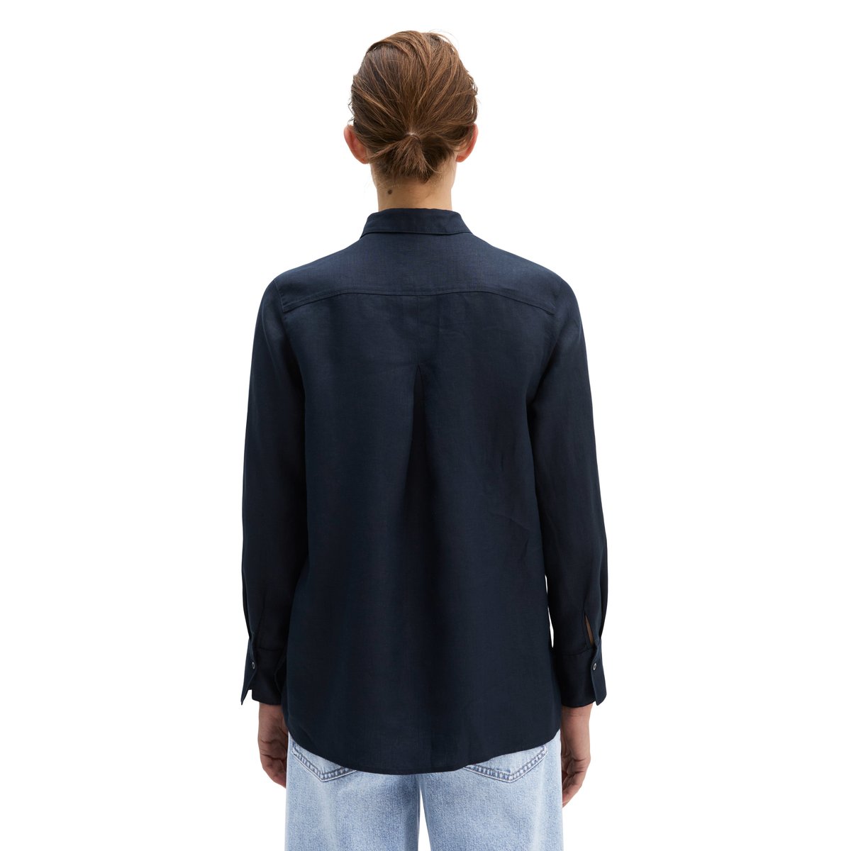 Blouse en lin regular en qualité légère bleu fooncé, MARC O'POLO