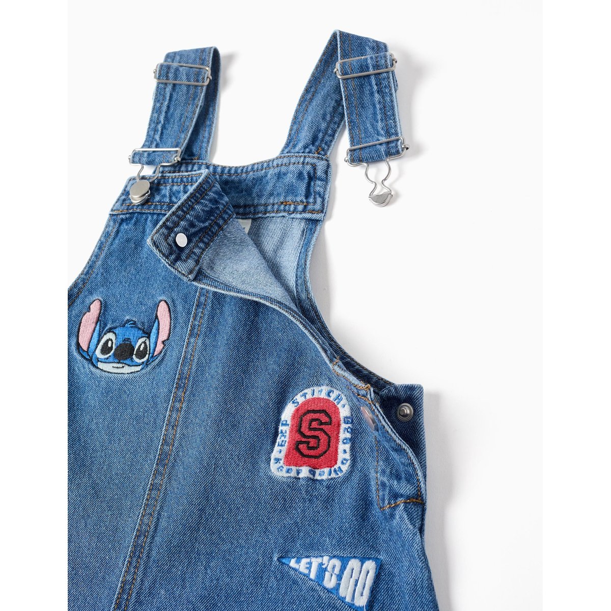 Salopette courte en jean avec broderies Stitch bleu, ZIPPY