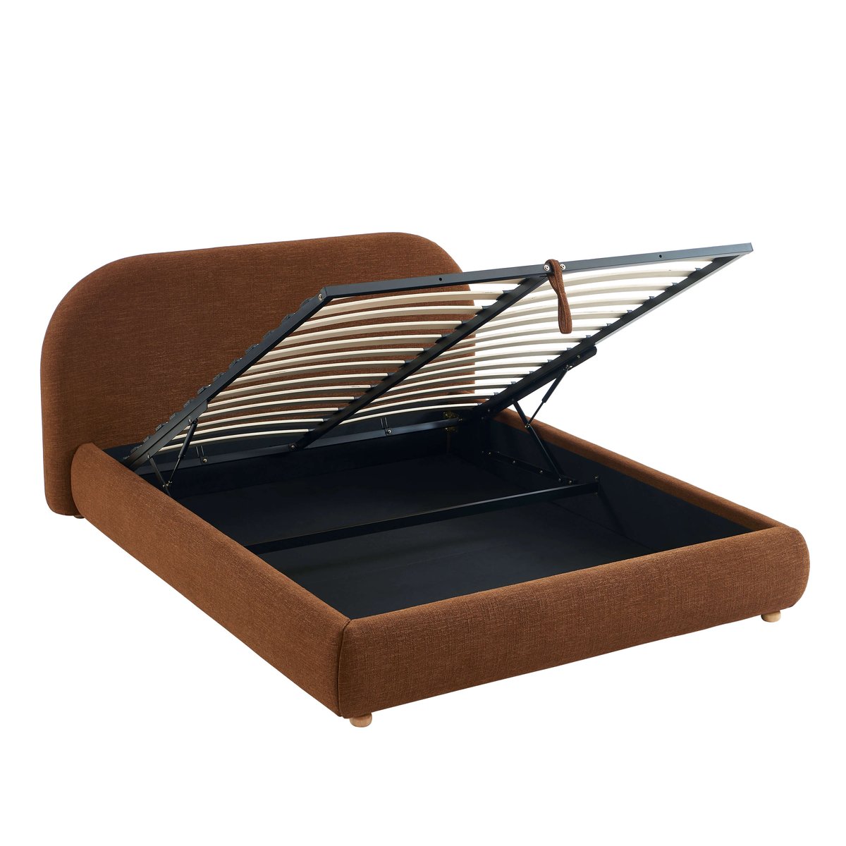 Lit coffre avec sommier relevable JELLY marron, SORELH