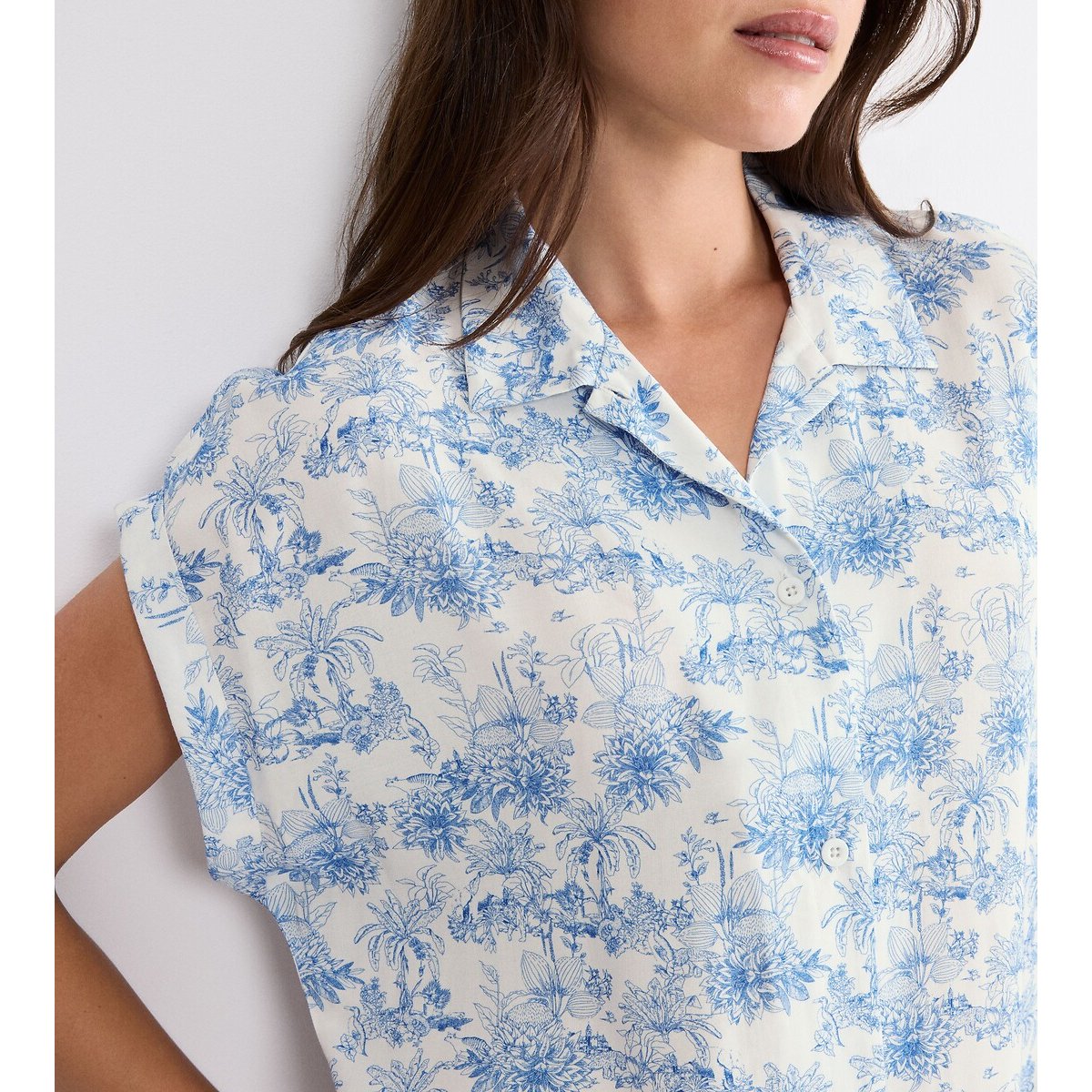 Chemise de nuit imprimée BOYFRIEND FIT imprimé fleur bleu, TRIUMPH