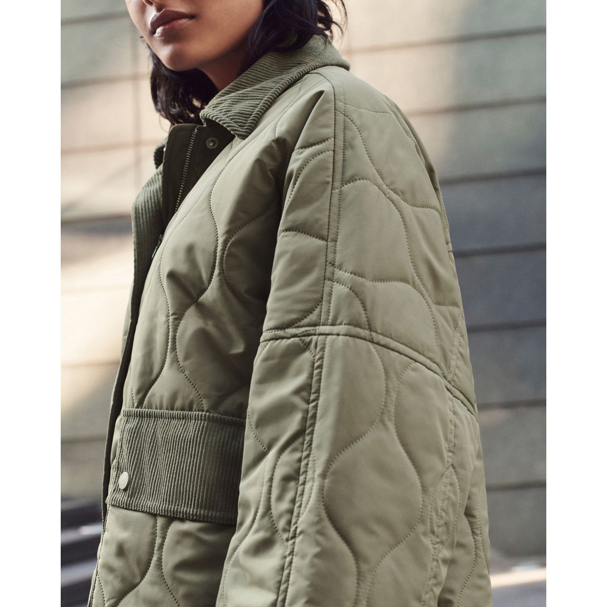 Veste matelassée avec col vert sauge, NEXT