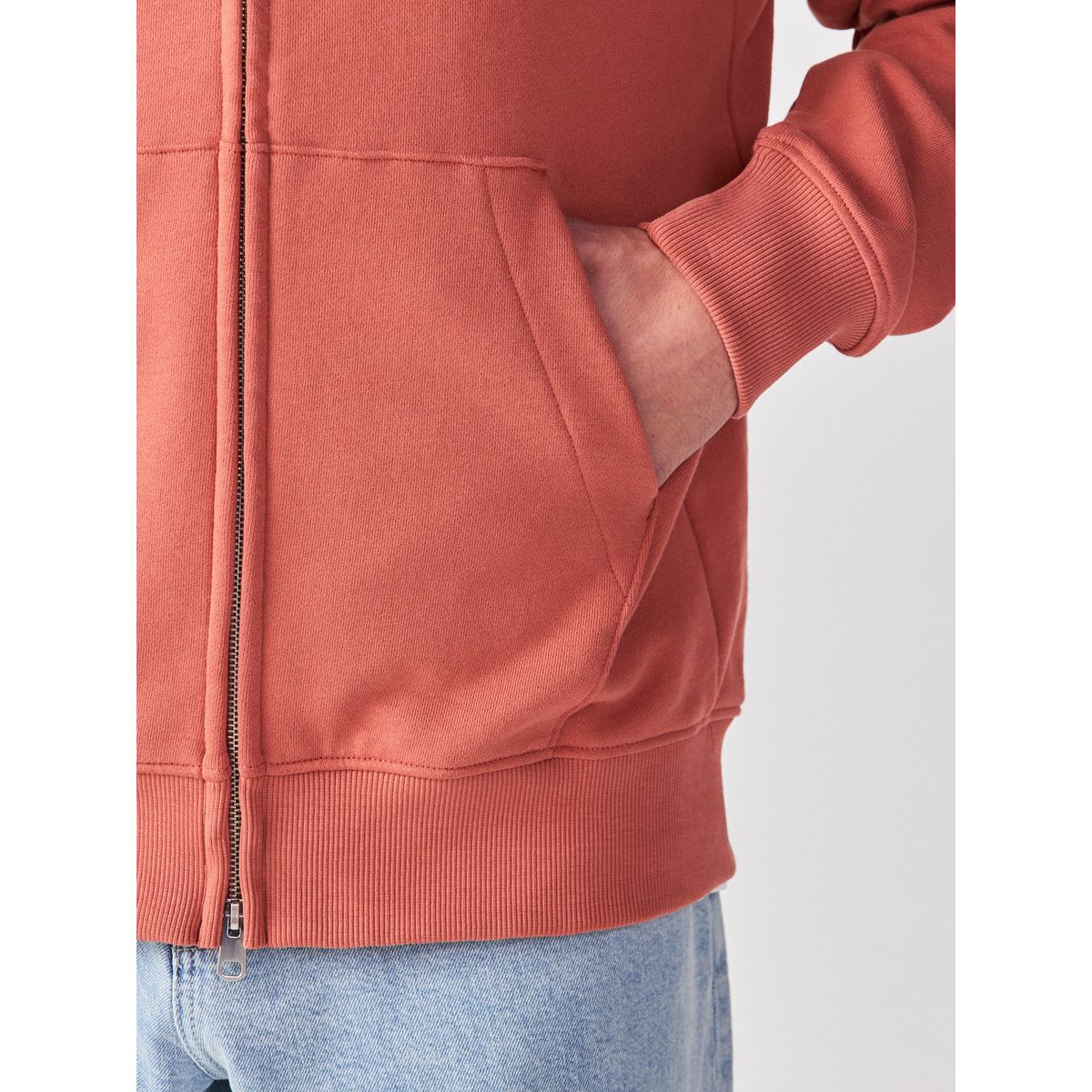 Sweat à capuche zippé en jersey de coton orange clair, NEXT