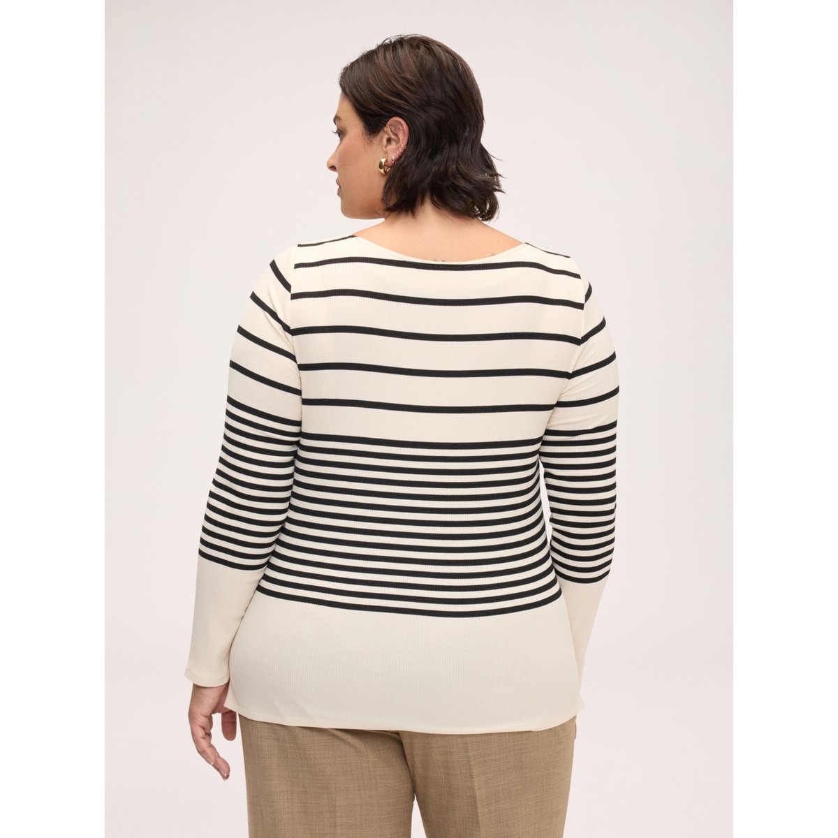T-shirt à rayures avec encolure bateau noir, FIORELLA RUBINO