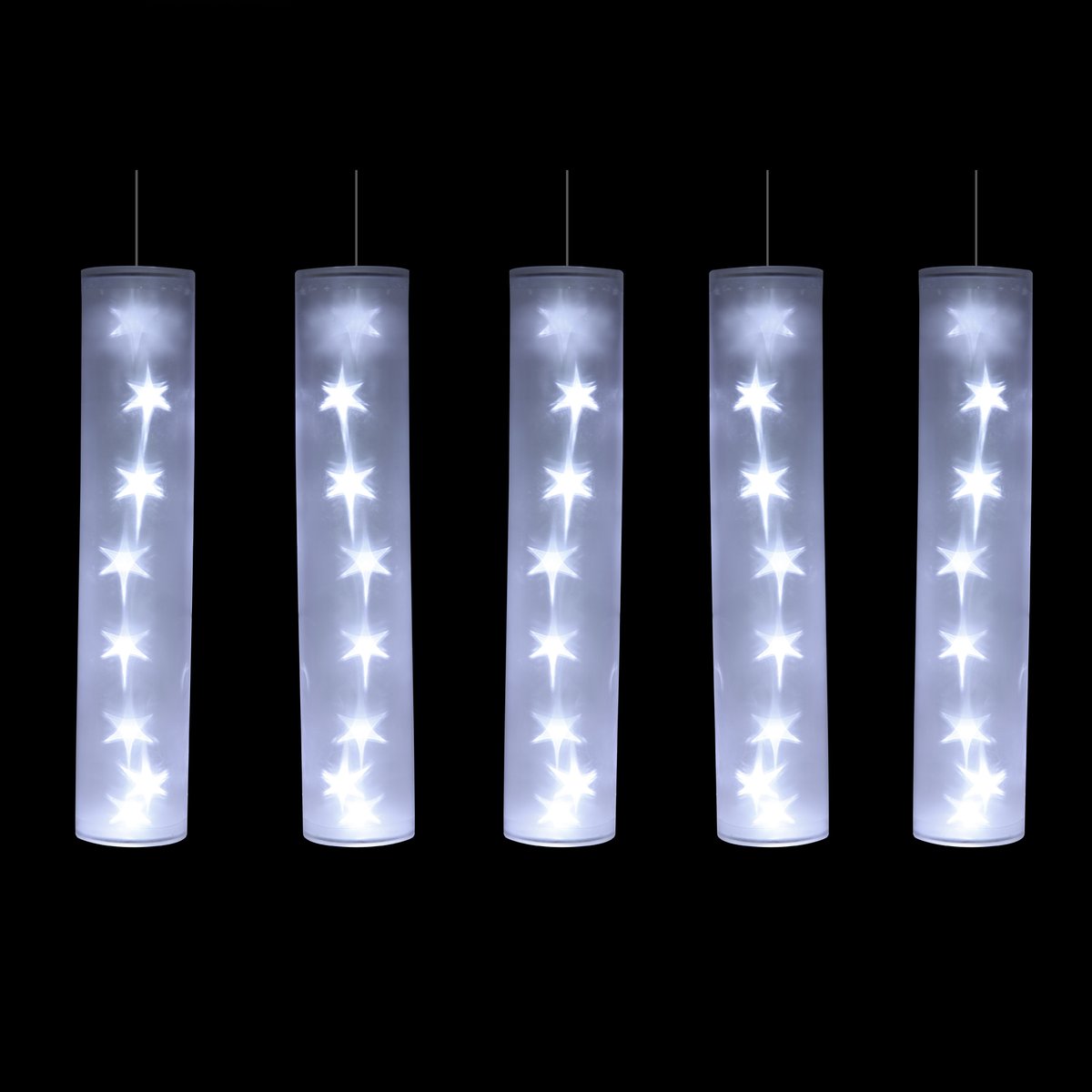 5 Tubes Lumineux Blancs avec Étoiles LED 40 LED blanc, EDEN