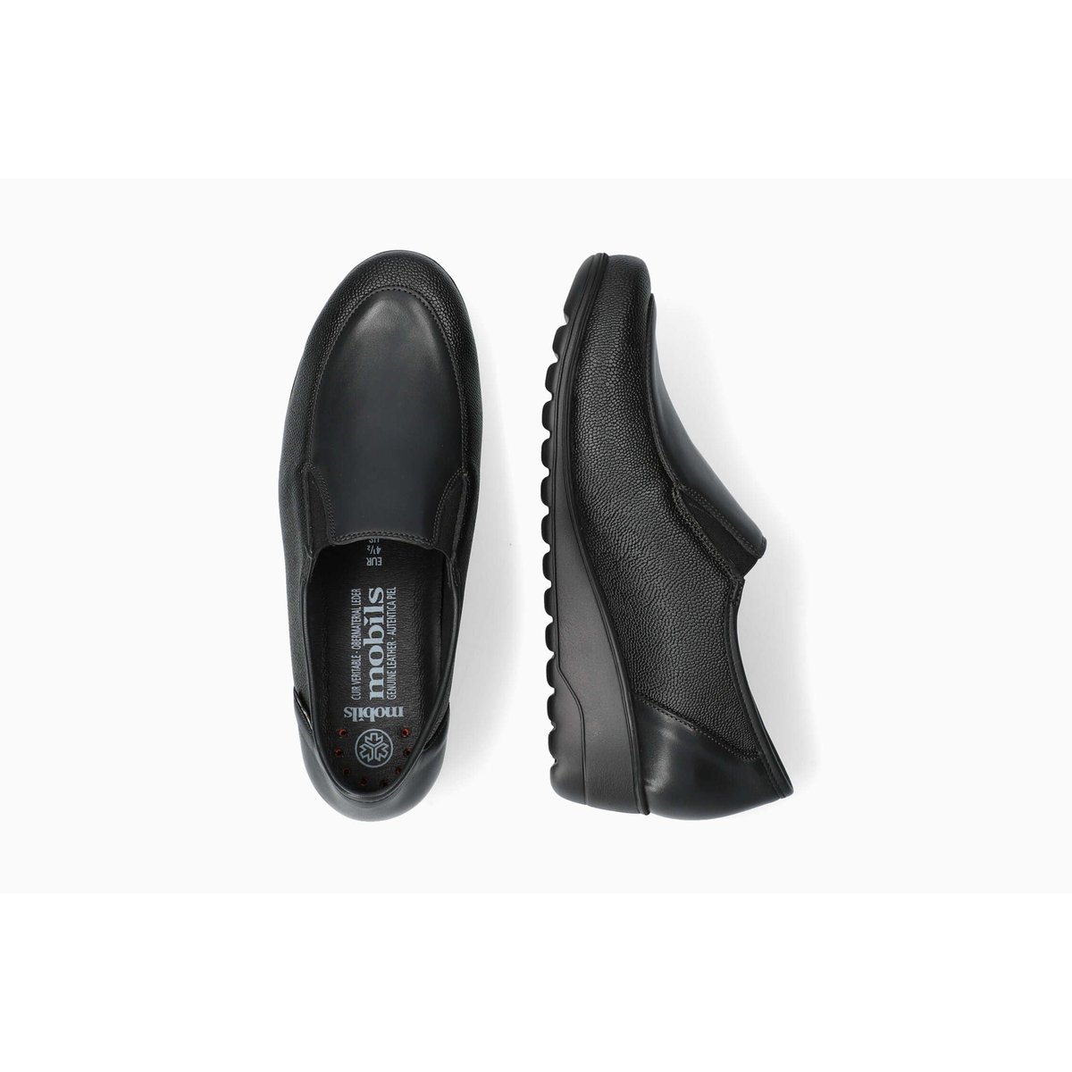 Mocassins en cuir / textile BERTINA noir 5143, MEPHISTO