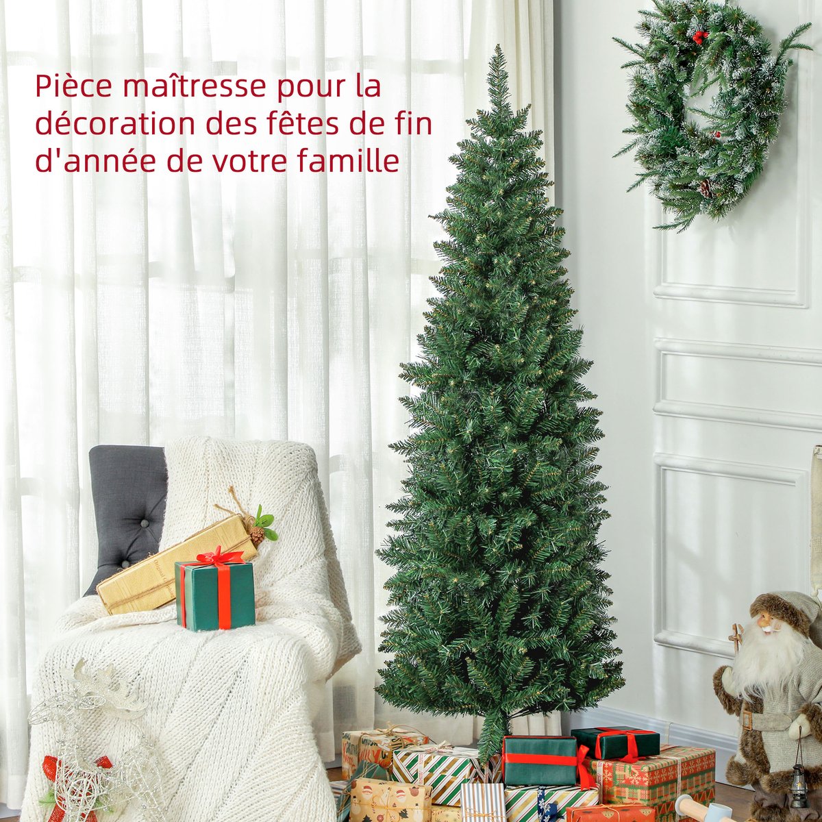 Sapin de Noël Plastique Vert vert, HOMCOM
