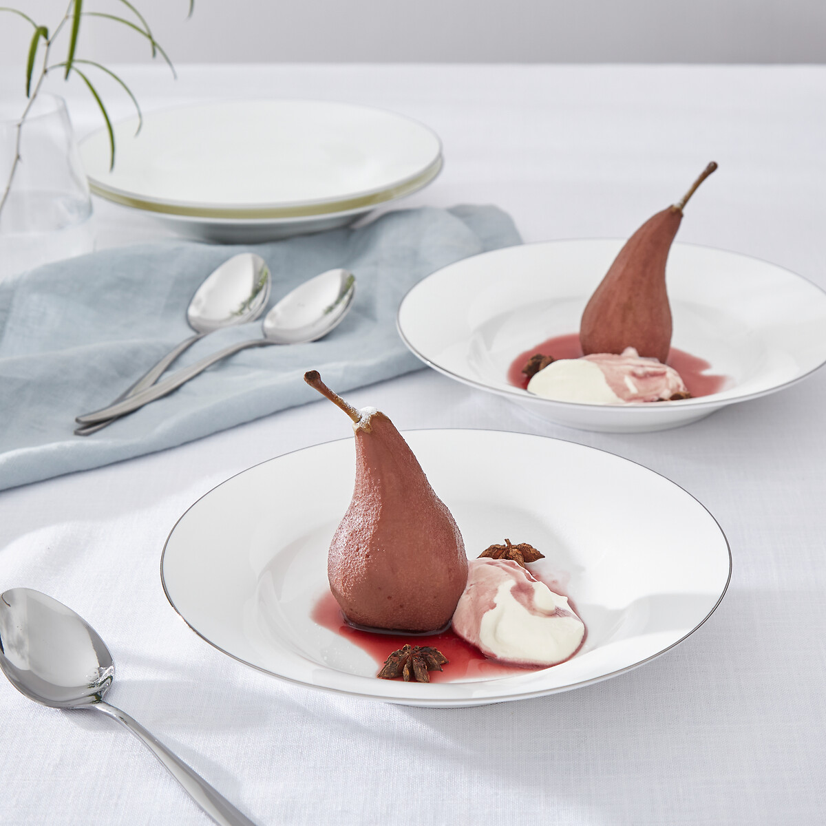 Set of 4 Serendipity Platinum Soup Plates white, ROYAL WORCESTER