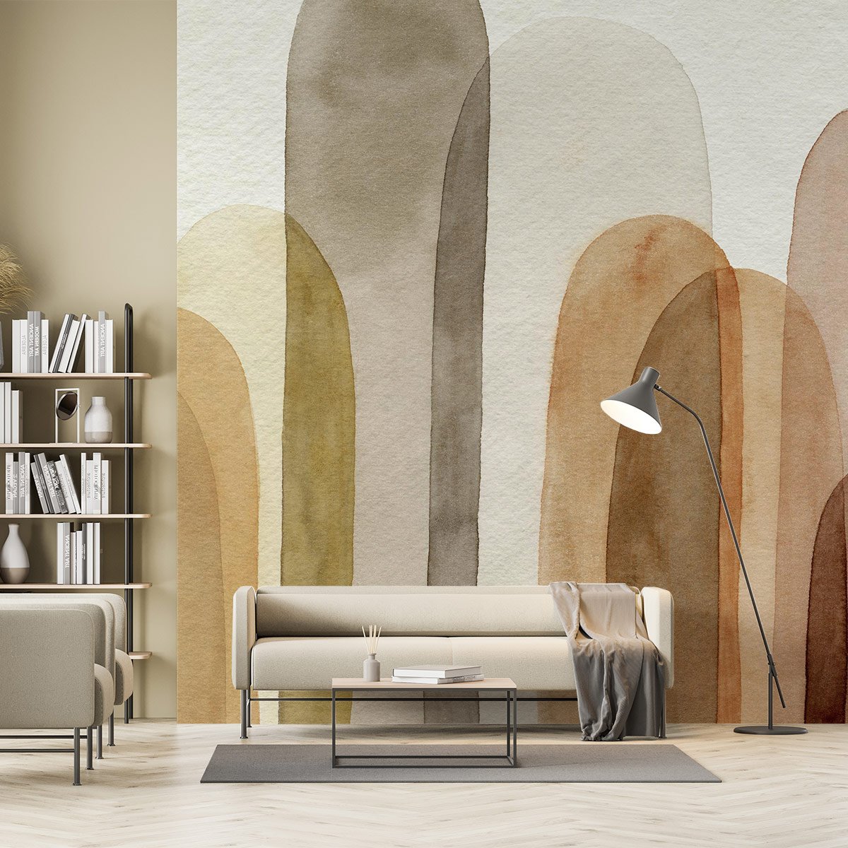 Papier peint graphique arches terracotta intissé, HEXOA