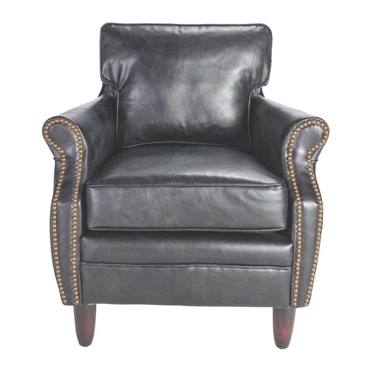 Fauteuil en cuir L73 cm - KANSAS noir, CALICOSY