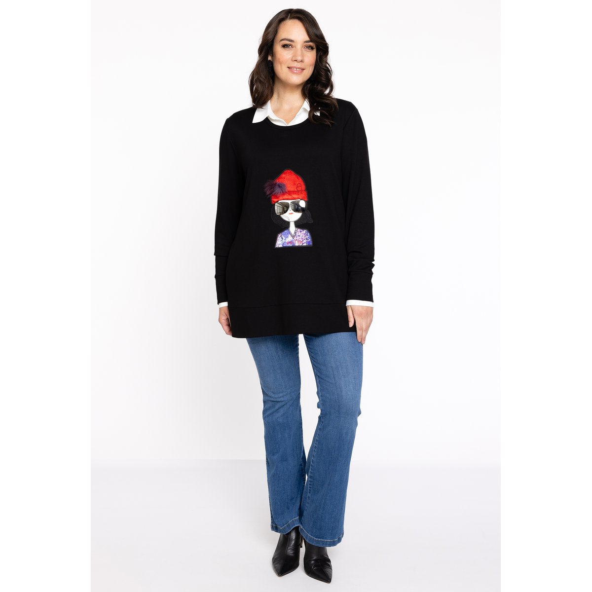 Sweatshirt avec manches longues noir, YOEK