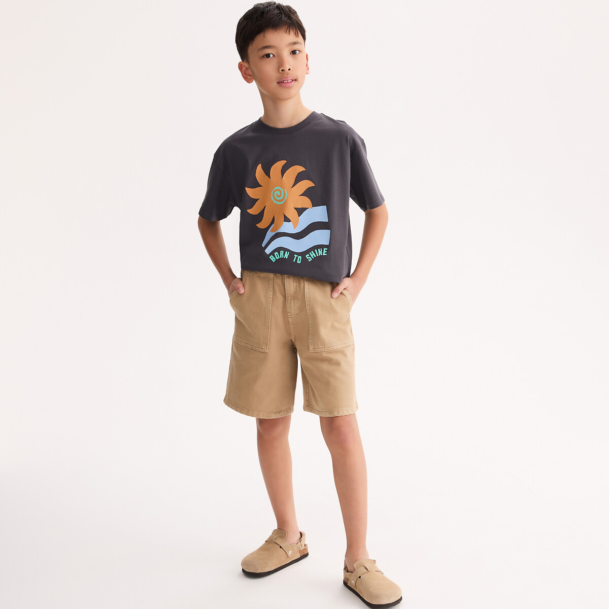 Bermuda avec taille élastiquée beige, LA REDOUTE COLLECTIONS
