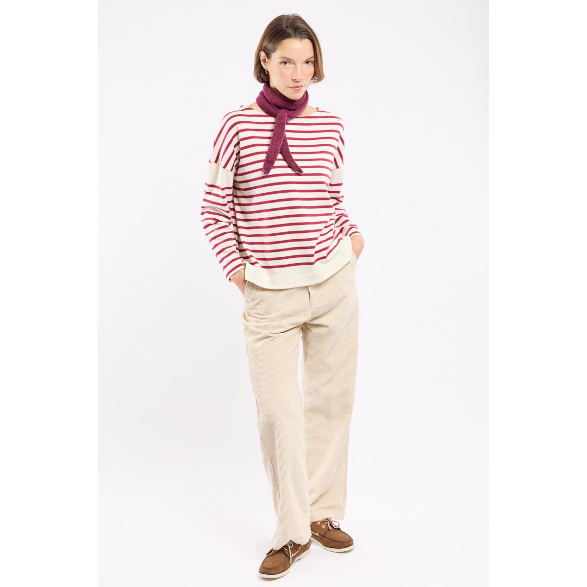Marinière oversize Héritage - coton rustique nature/betterave, ARMOR-LUX