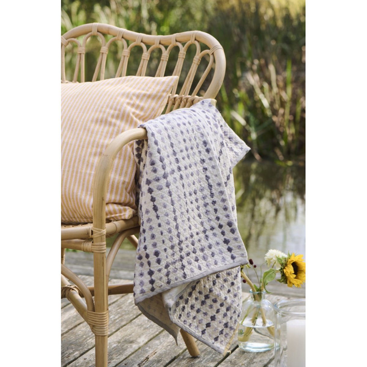 Housse de coussin coton rayé jaune moutarde, IB LAURSEN
