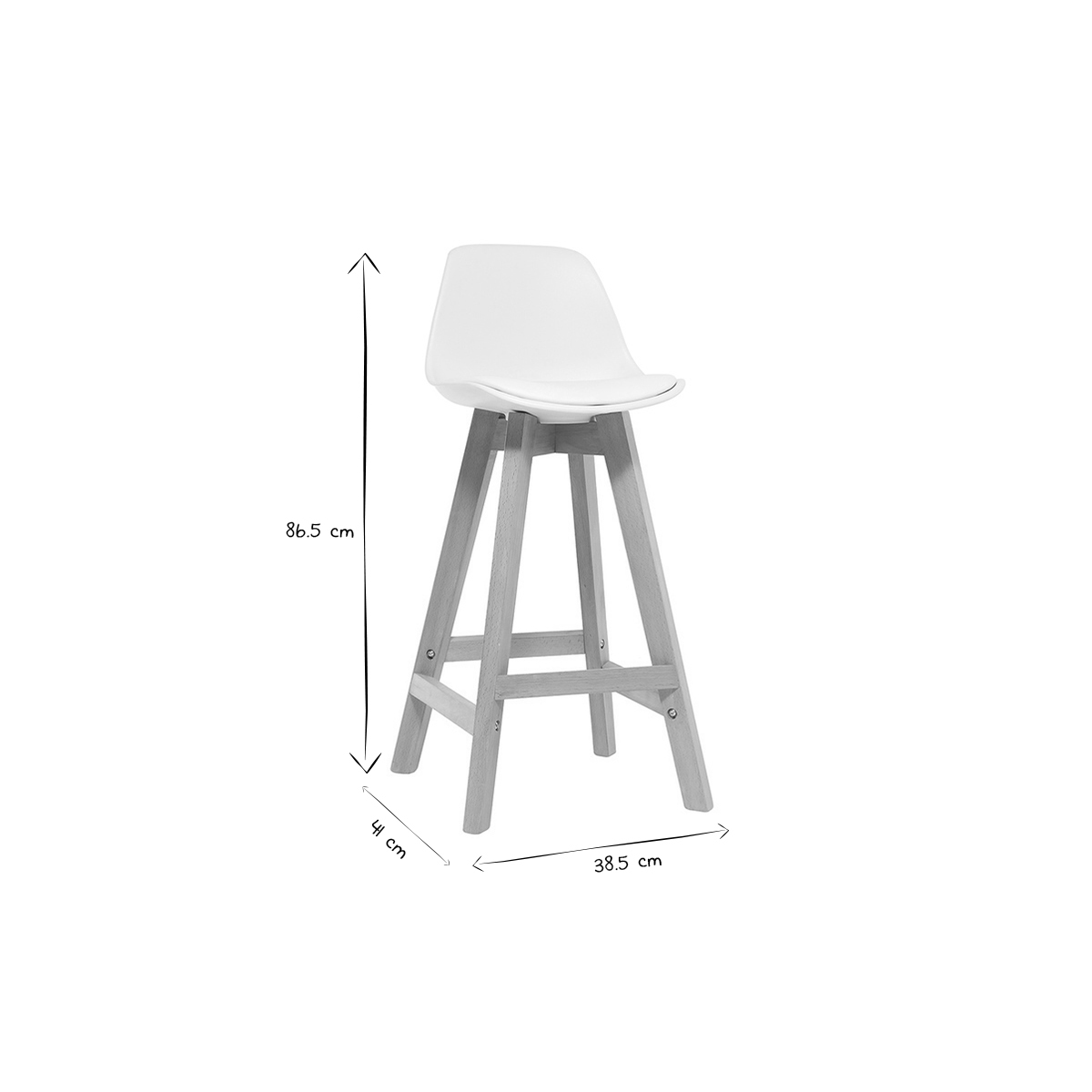 Tabourets de bar scandinaves blanc et bois 65 cm (lot de 2) MINI PAULINE blanc, MILIBOO