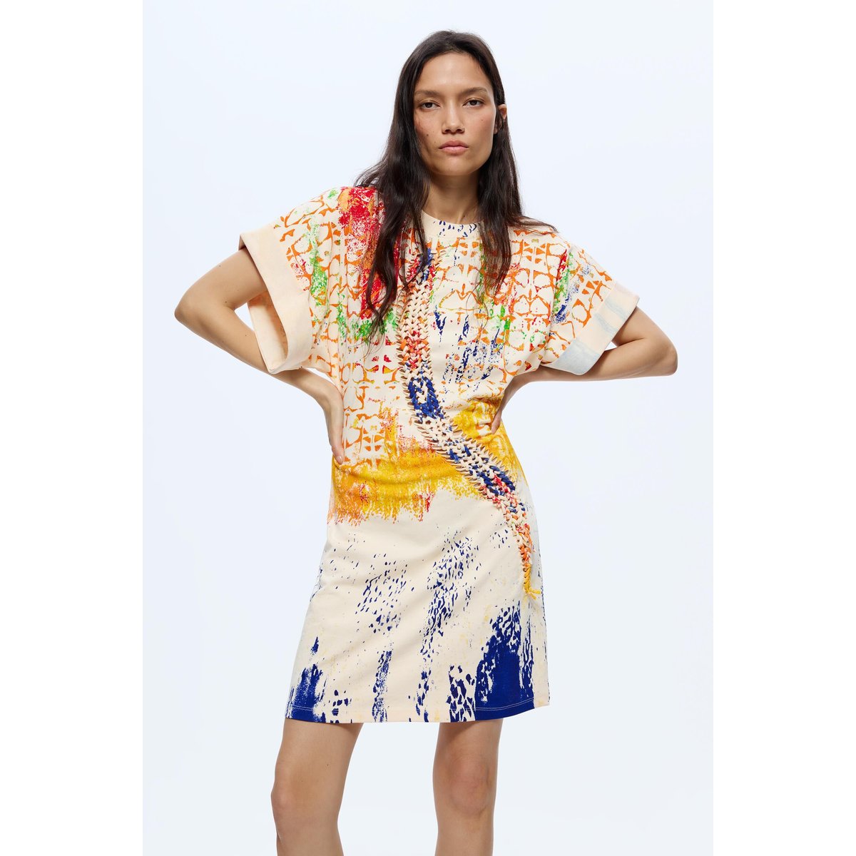 Robe en maille imprimée M. C. Lacroix beige, DESIGUAL