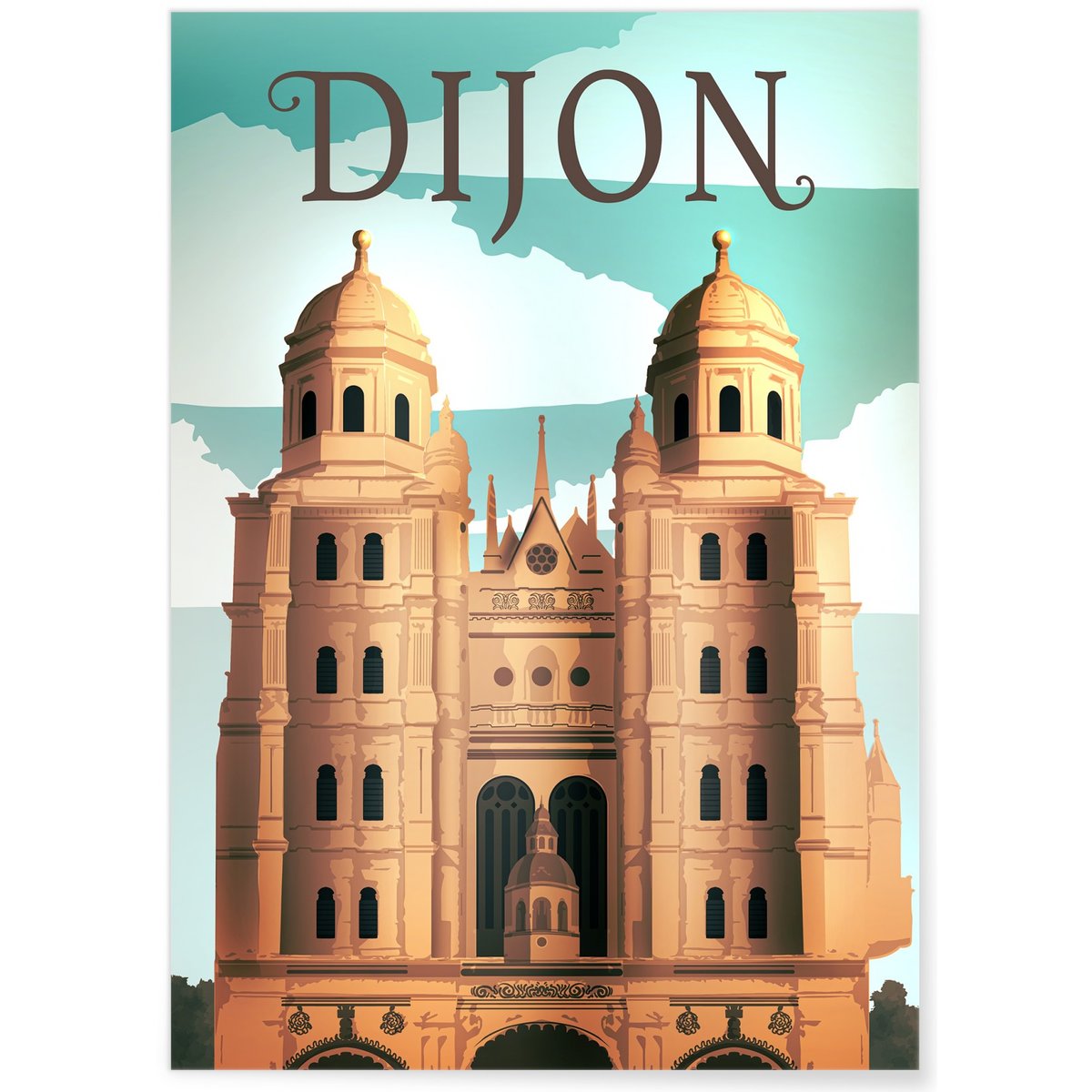 Affiche ville Dijon blanc, L'AFFICHERIE
