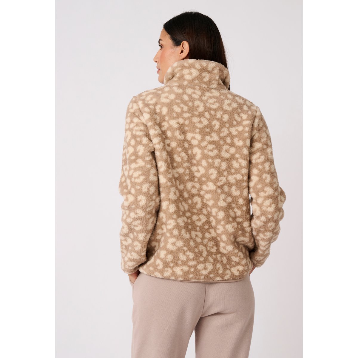 Veste Thermolactyl en maille polaire marron beige animalier, DAMART