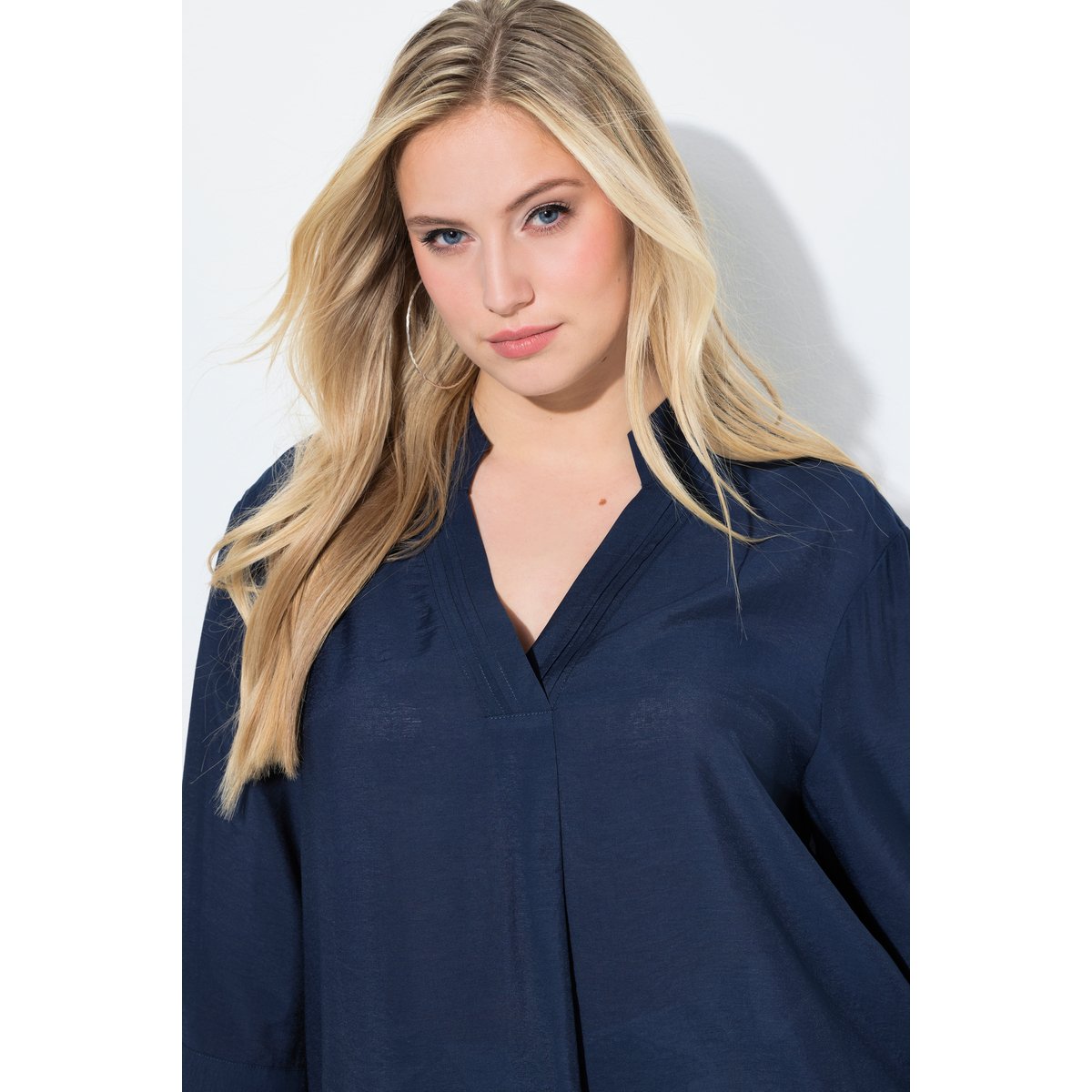 Blouse-tunique oversize, passepoils marine, ULLA POPKEN