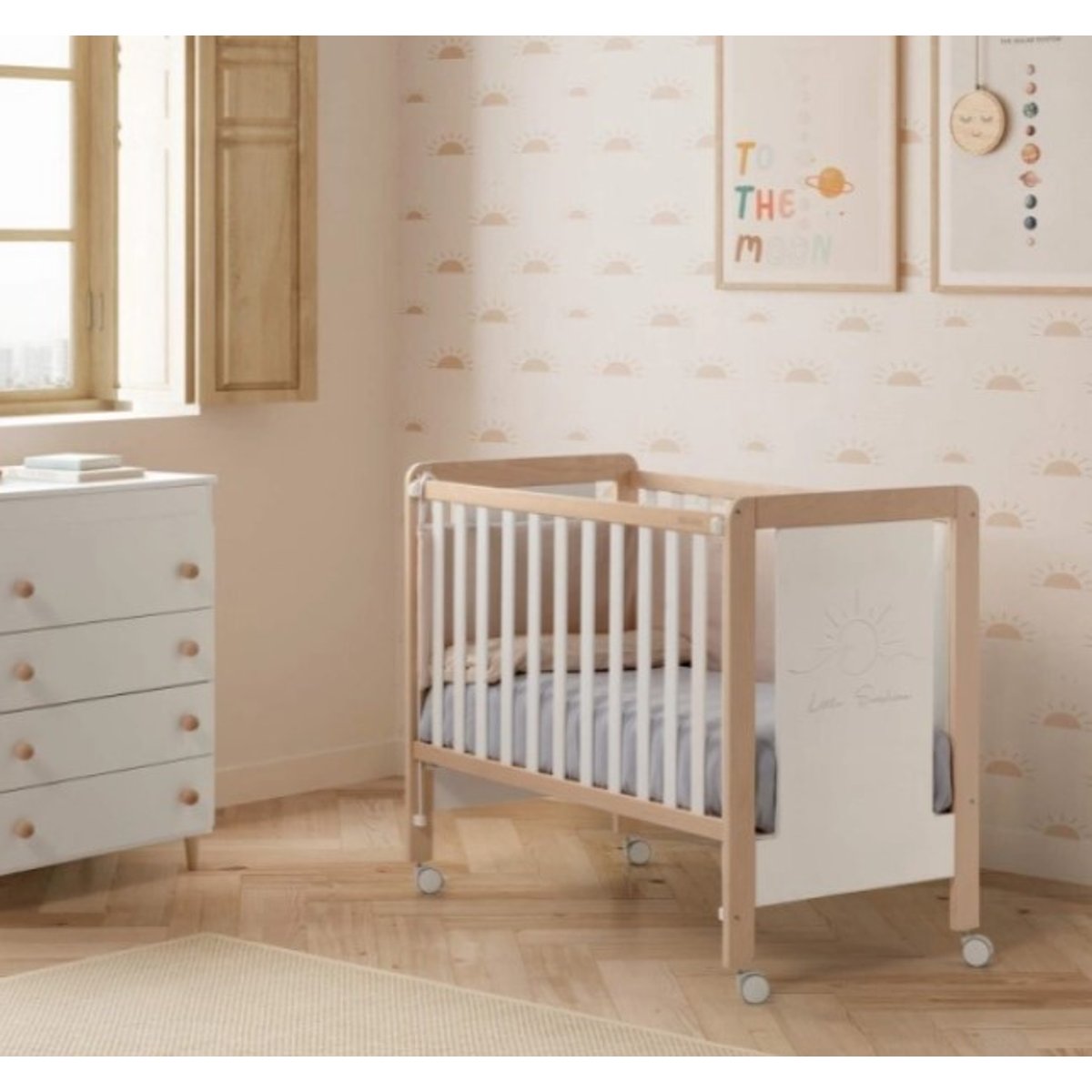 Lit Luciana 120x60 Blanc/Bois couleur unique, MICUNA