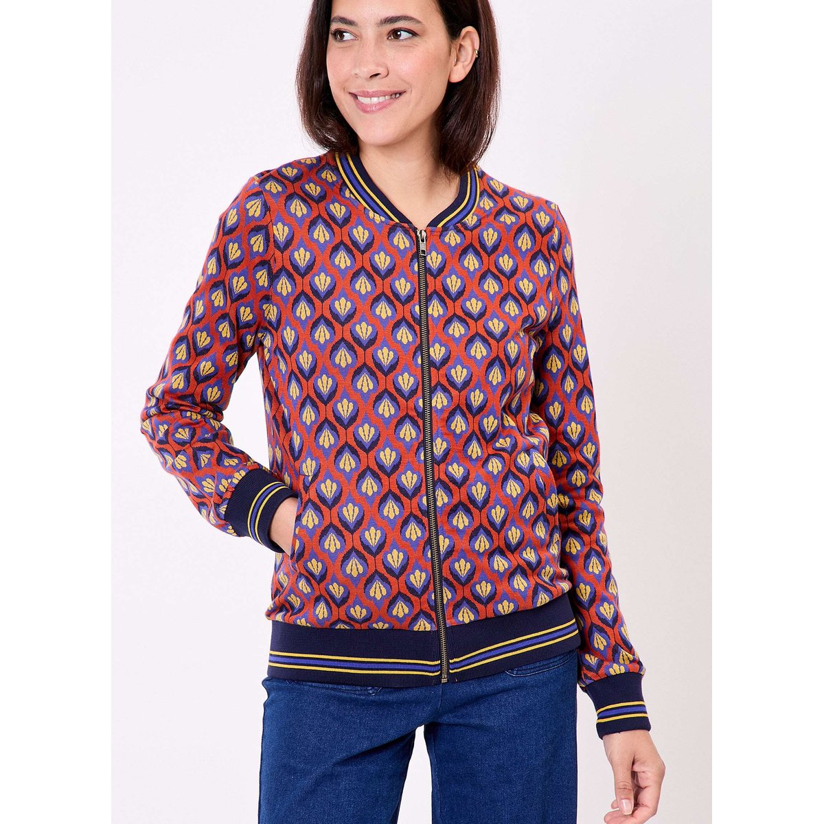 Bouson teddy maille jacquard bio LEO rose rouge, PRINCESSE NOMADE
