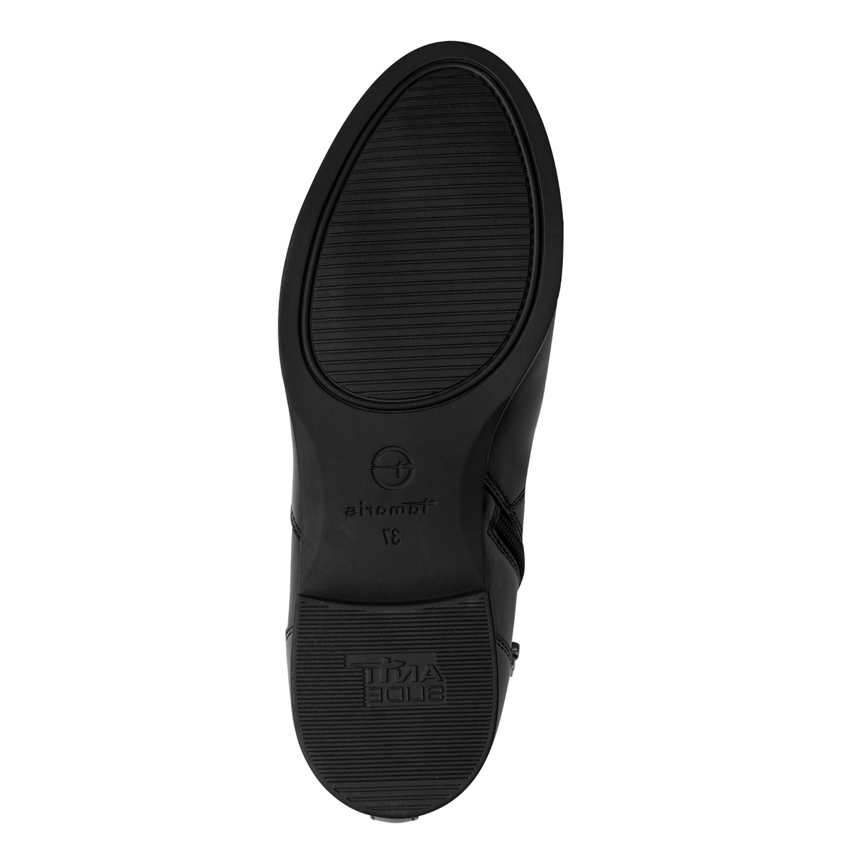 Bottines plates en cuir noir, TAMARIS