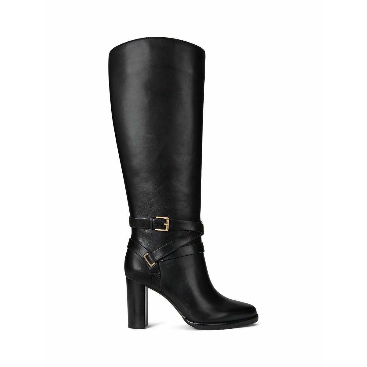 Collens Knee-High Boots in Leather with Block Heel black, LAUREN RALPH LAUREN