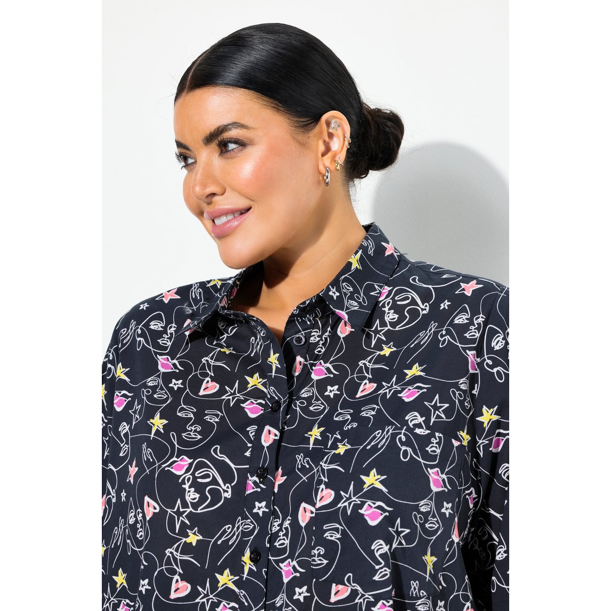 Chemisier long. Manches longues et coupe noir, ULLA POPKEN