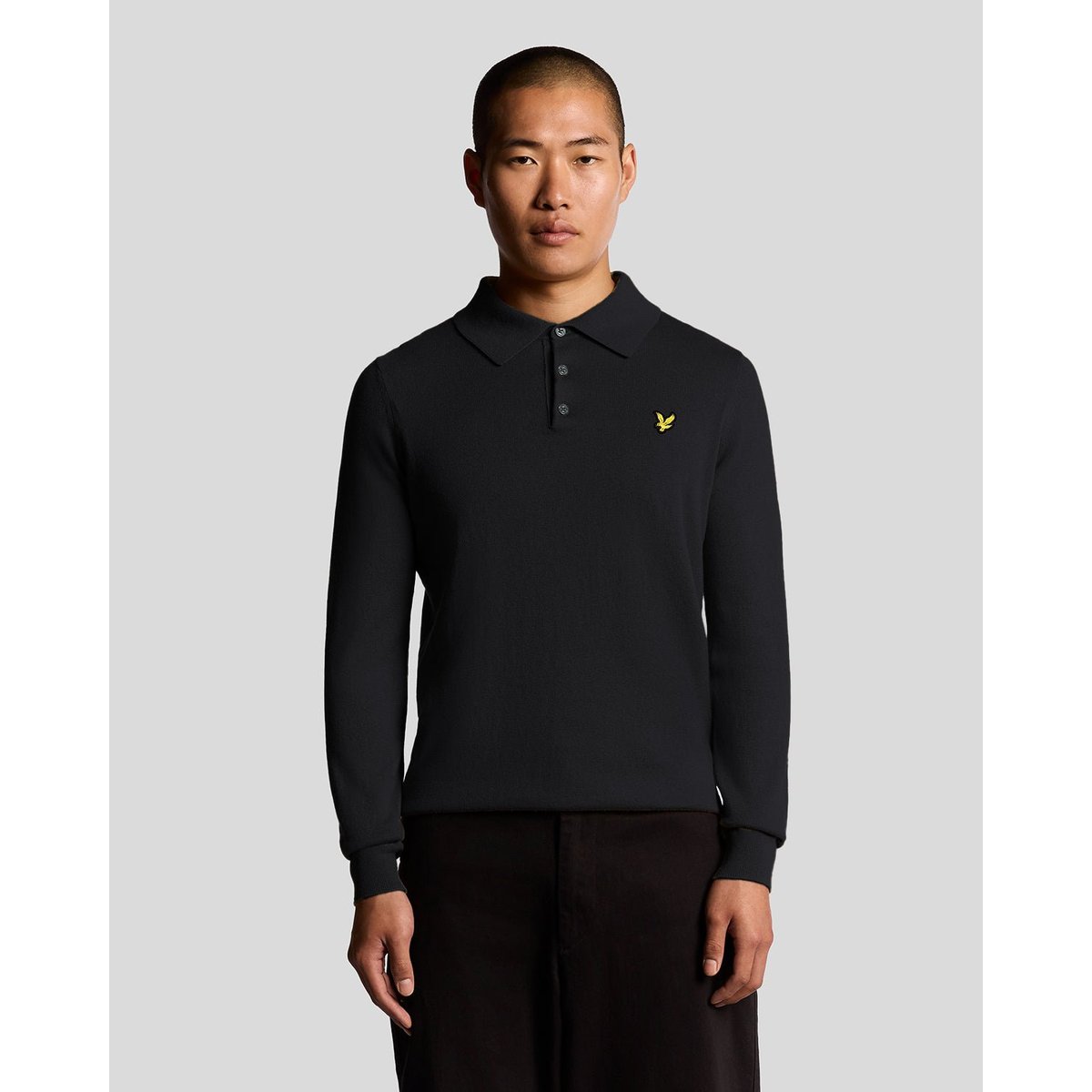 Polo mérinos manches longues bleu foncé marine, LYLE & SCOTT