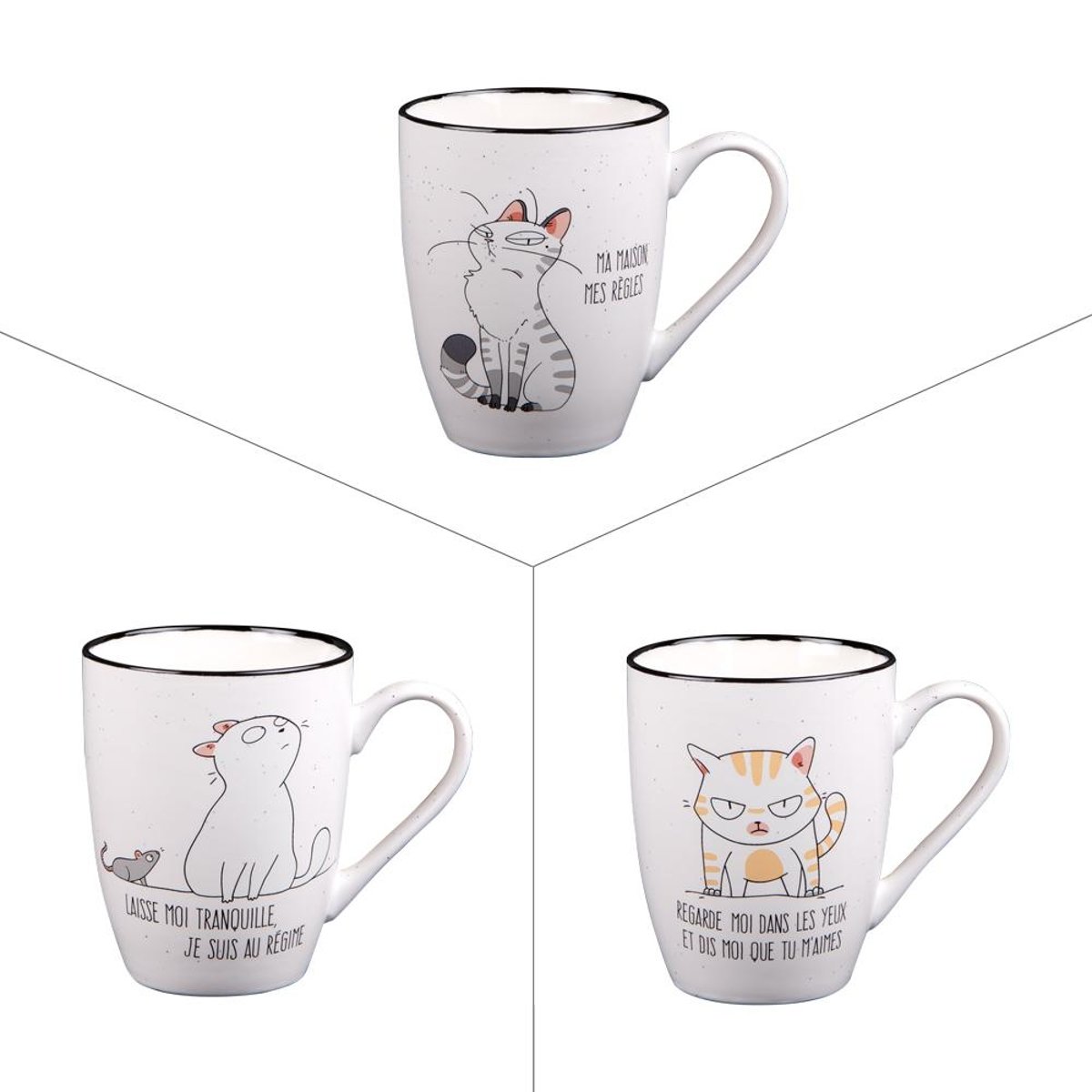 Mug Funny Cat 34 cl (lot de 3) - FUNNY CAT multicolore, TREND'UP