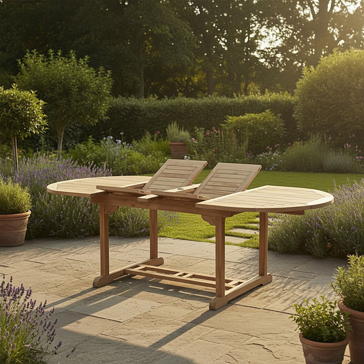 Table extensible ovale teck massif Vérone 160/240 x 100 cm naturel, TECK ATTITUDE