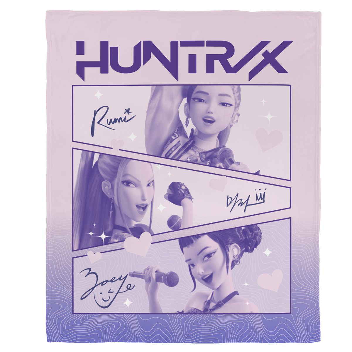 Plaid polaire imprimé, GOLDEN violet, KPOP DEMON HUNTERS