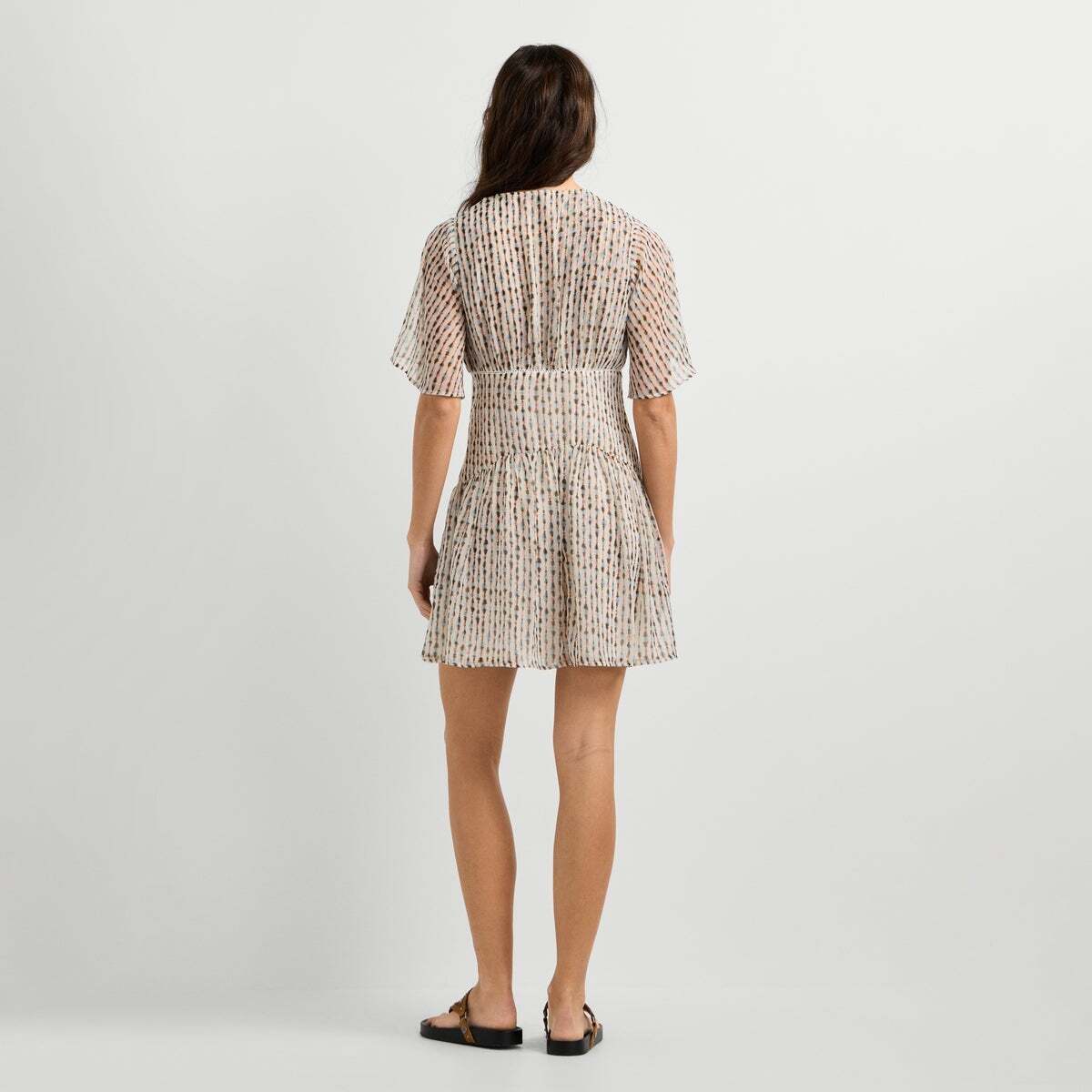 Robe Courte À Imprimé Ikat rose poudre rose, PEPE JEANS