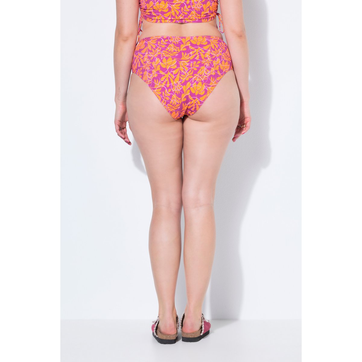 Bas de bikini, imprimé fleurs néon orange, STUDIO UNTOLD
