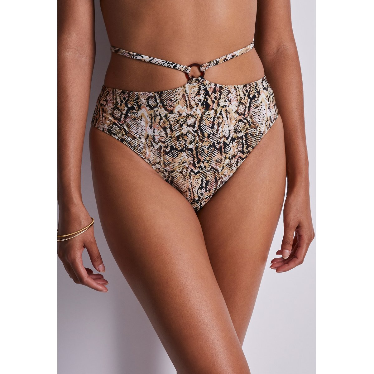 Culotte de maillot de bain taille haute Fierce Spirit beige, AUBADE