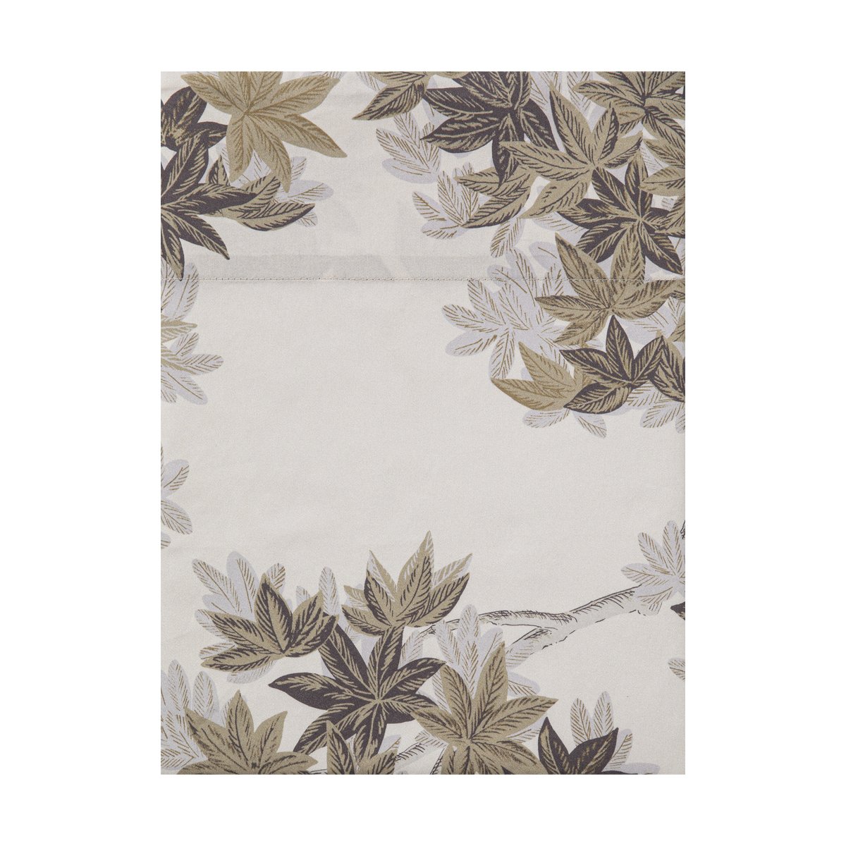 Drap plat imprimé en satin de coton bio, HALATTE beige désert, ALEXANDRE TURPAULT