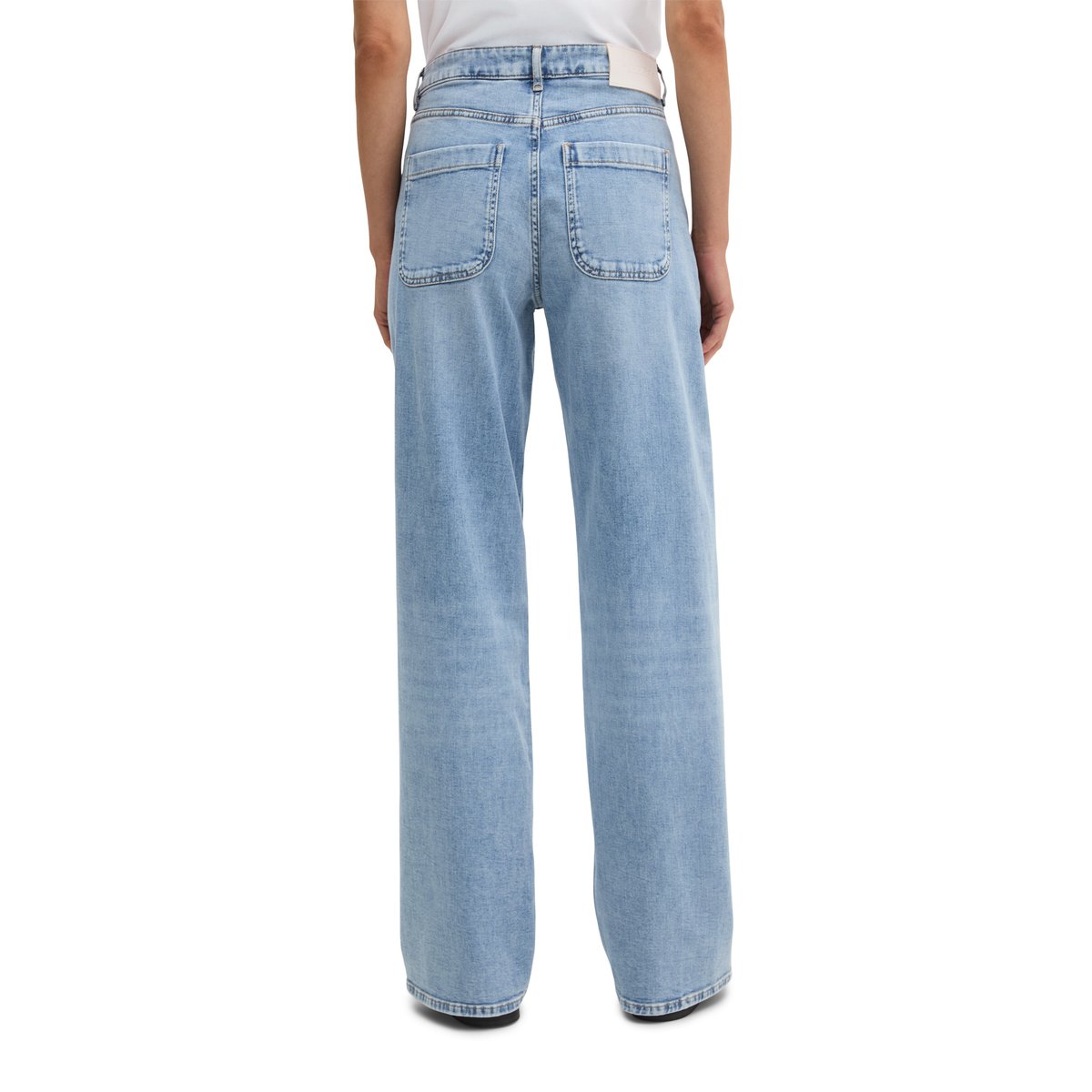 Jeans à jambes larges en denim Cashmere Touch bleu moyen, MARC O'POLO