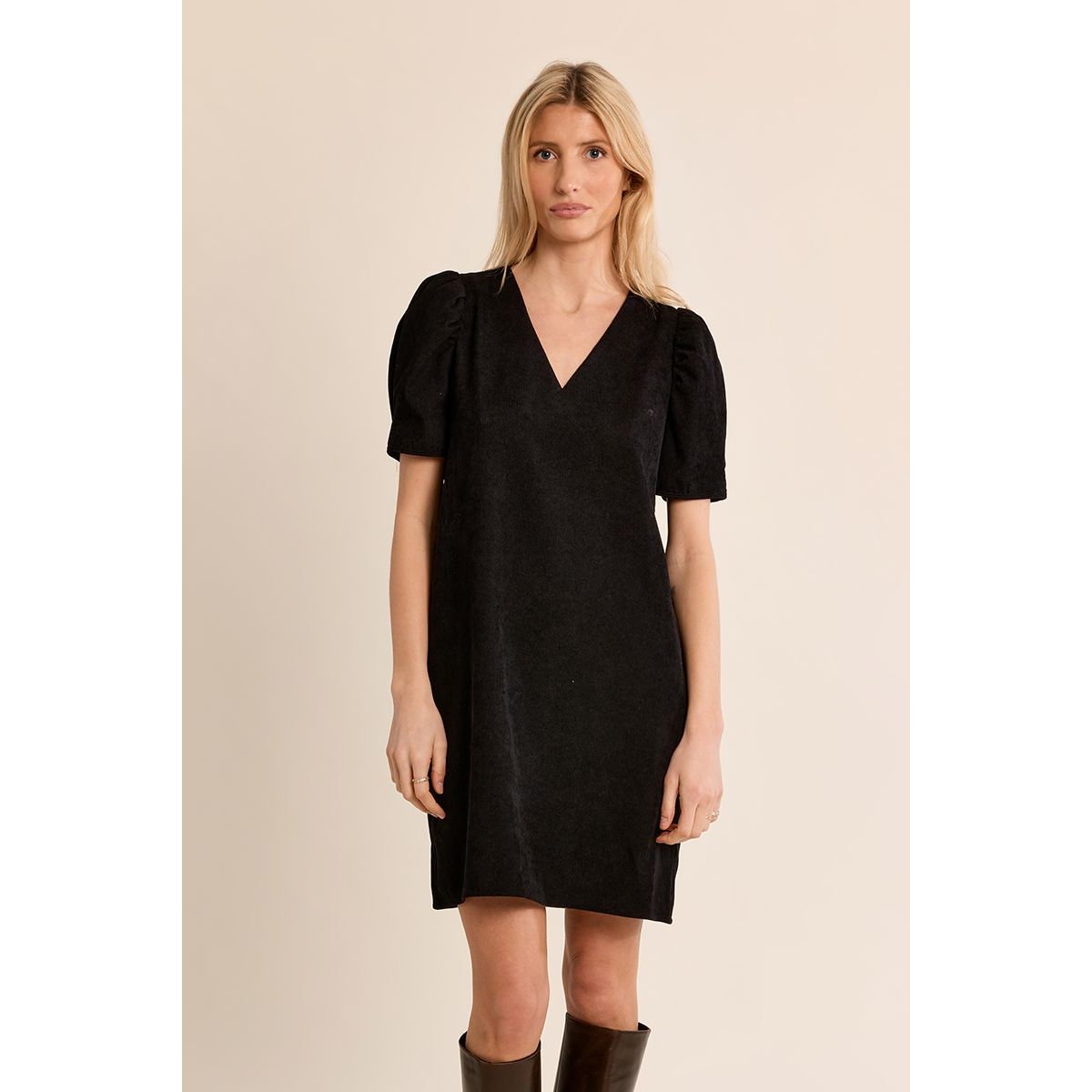 Robe courte manches gigot noir, MOLLY BRACKEN