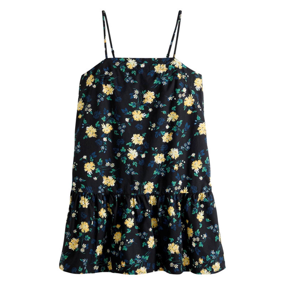 Robe longue en coton noire floral avec une coupe droite et des bretelles noir, LEVI'S