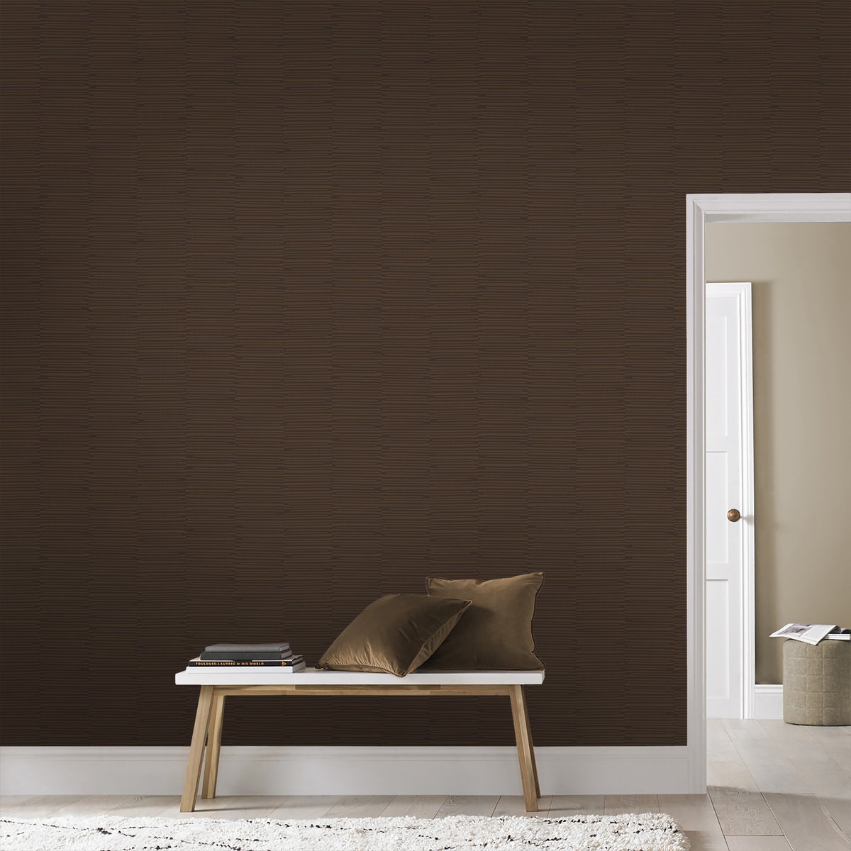 Papier peint lignes Harmony marron foncé, SUBLIME