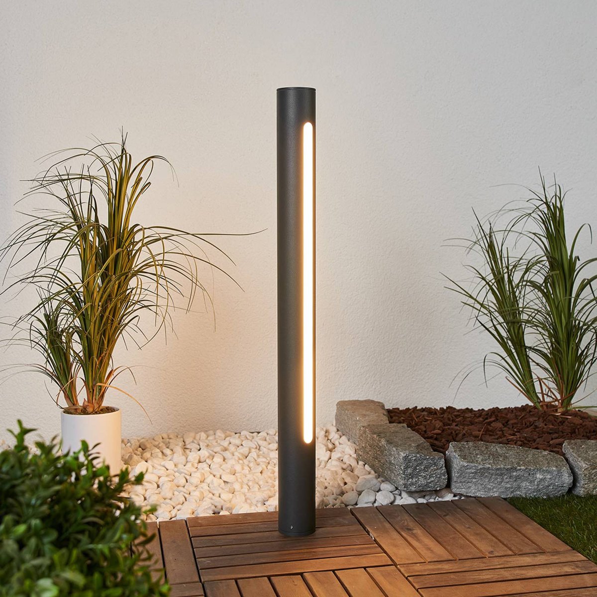 Luminaire extérieur en aluminium moderneLED gris foncé, blanc, LUCANDE